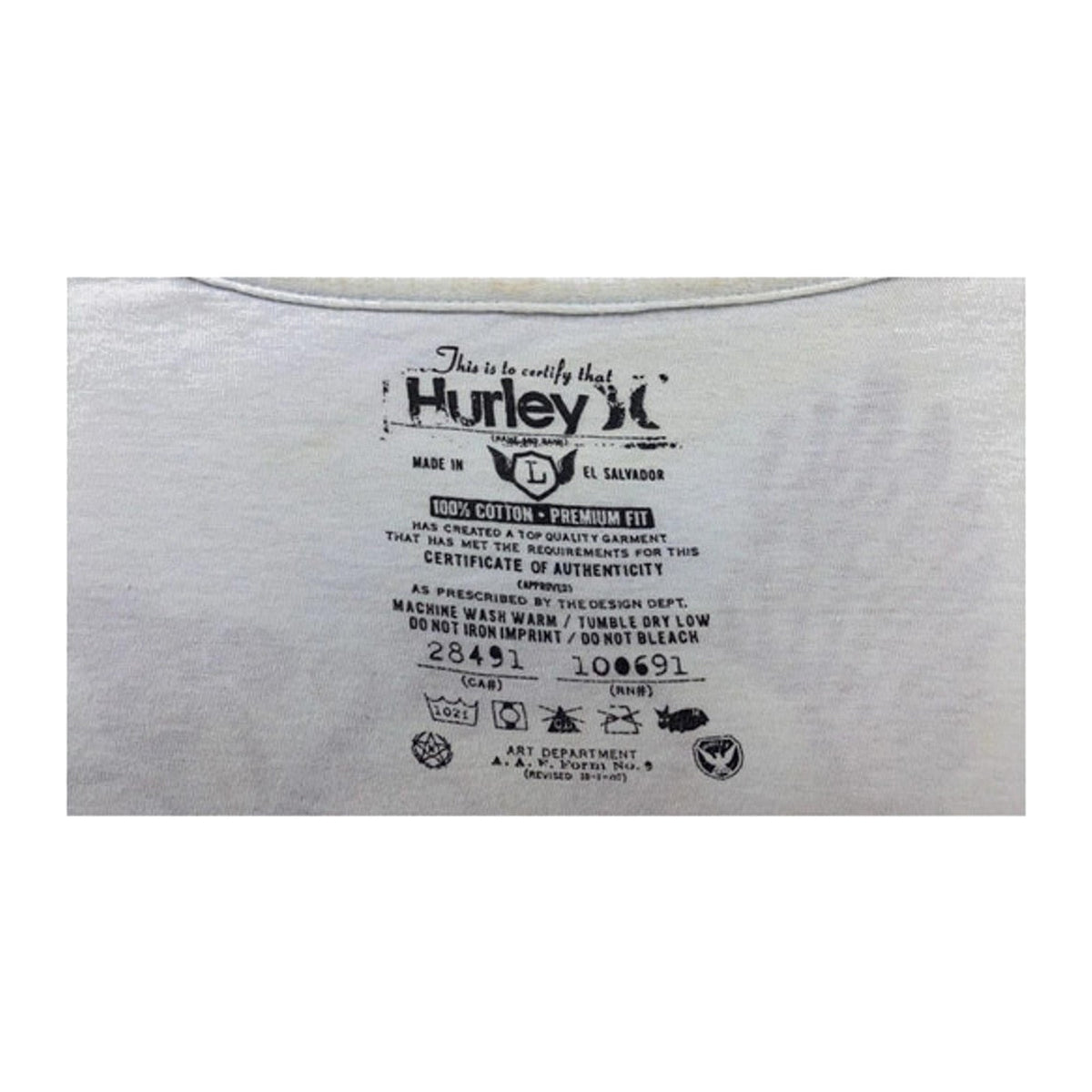 Hurley 2000s Tattoo Graphic Casual Short Sleeve T Shirt Light Blue L