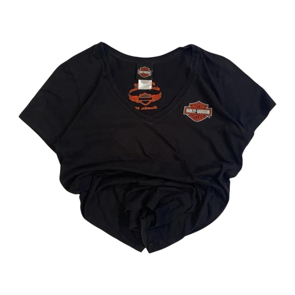 Harley Davidson Women's Embroidered Logo Patch Short Sleeve T Shirt Black XL
