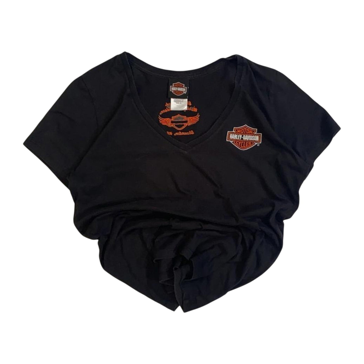 Harley Davidson Women's Embroidered Logo Patch Short Sleeve T Shirt Black XL