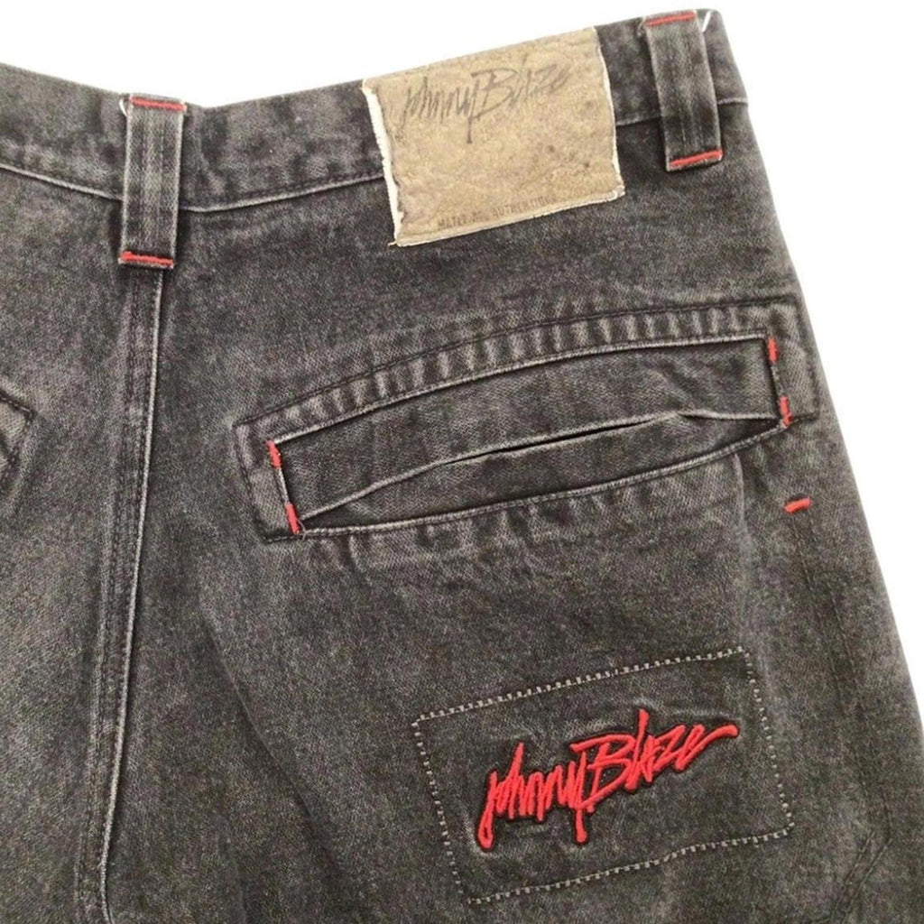 Johnny Blaze Y2K Hip Hop Relaxed Fit Denim Jeans Black W29 L24