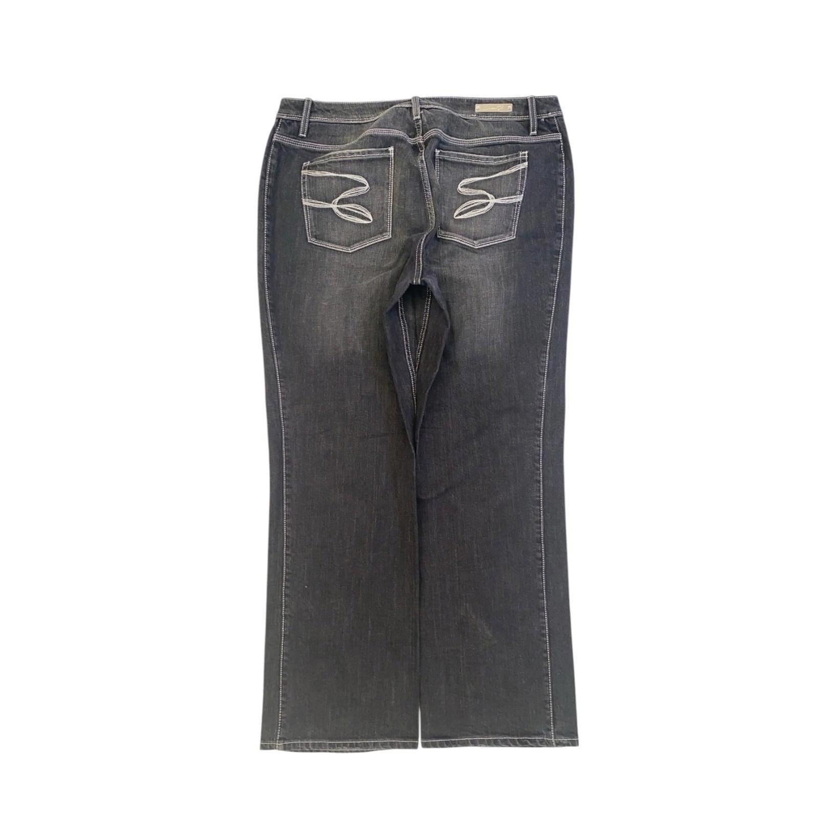 SEVEN7 Women's Y2K Contrast Stitch Bootcut Denim Jeans Black US16