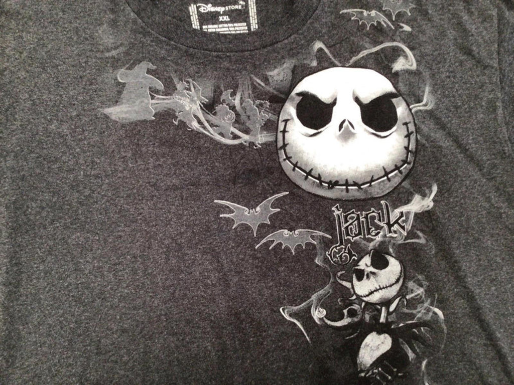 Jack Skellington Nightmare Before Christmas Y2K Short Sleeve T Shirt Black 2XL