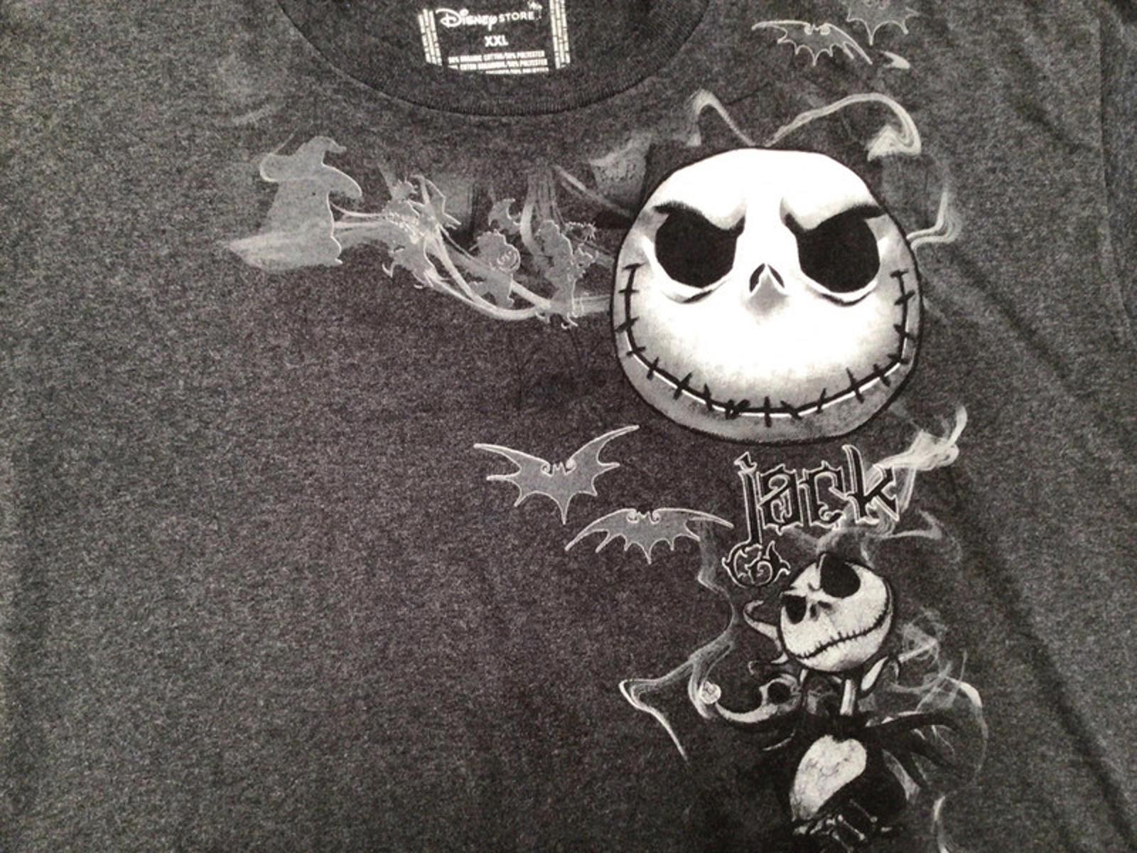 Jack Skellington Nightmare Before Christmas Y2K Short Sleeve T Shirt Black 2XL