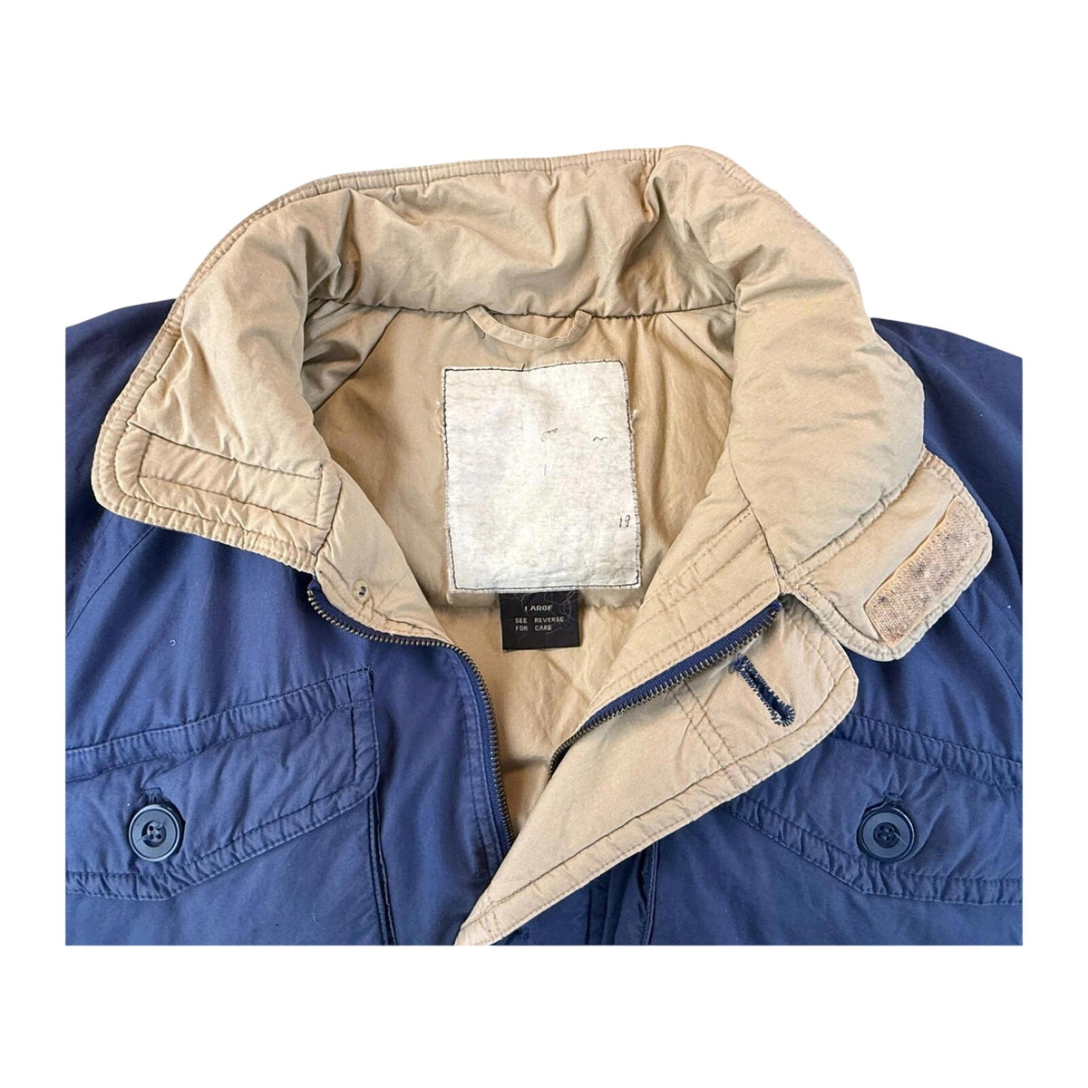 Goose Down Jacket Quilted Heavy Winter Vintage 1980's Coat Blue L