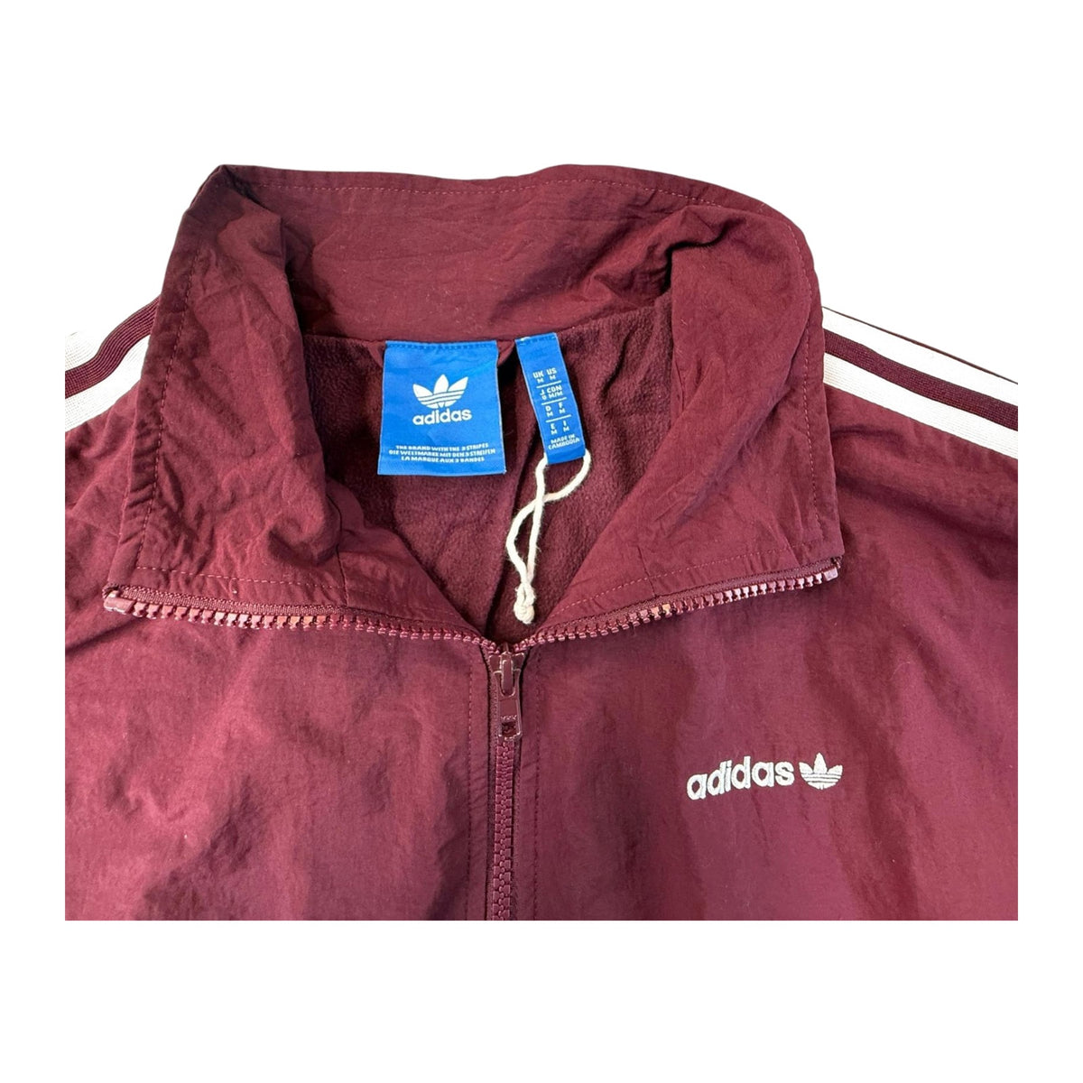 Adidas Originals Trefoil Double Layer Fleece Lined Jacket Burgundy M