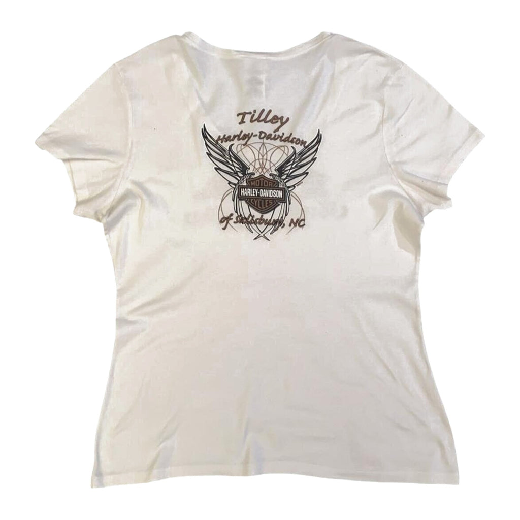 Harley Davidson Women's 110th Anniversary Bedazzled Short Sleeve T Shirt White 2XL