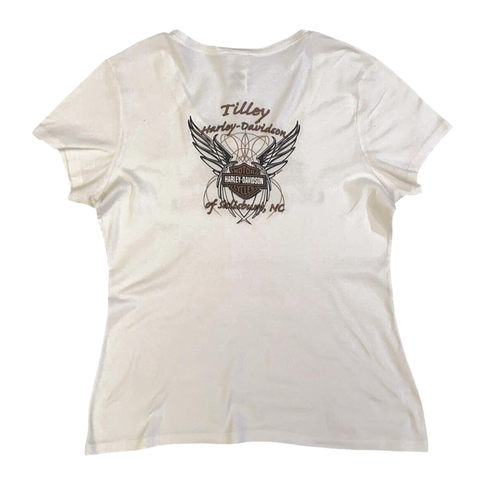 Harley Davidson Women's 110th Anniversary Bedazzled Short Sleeve T Shirt White 2XL