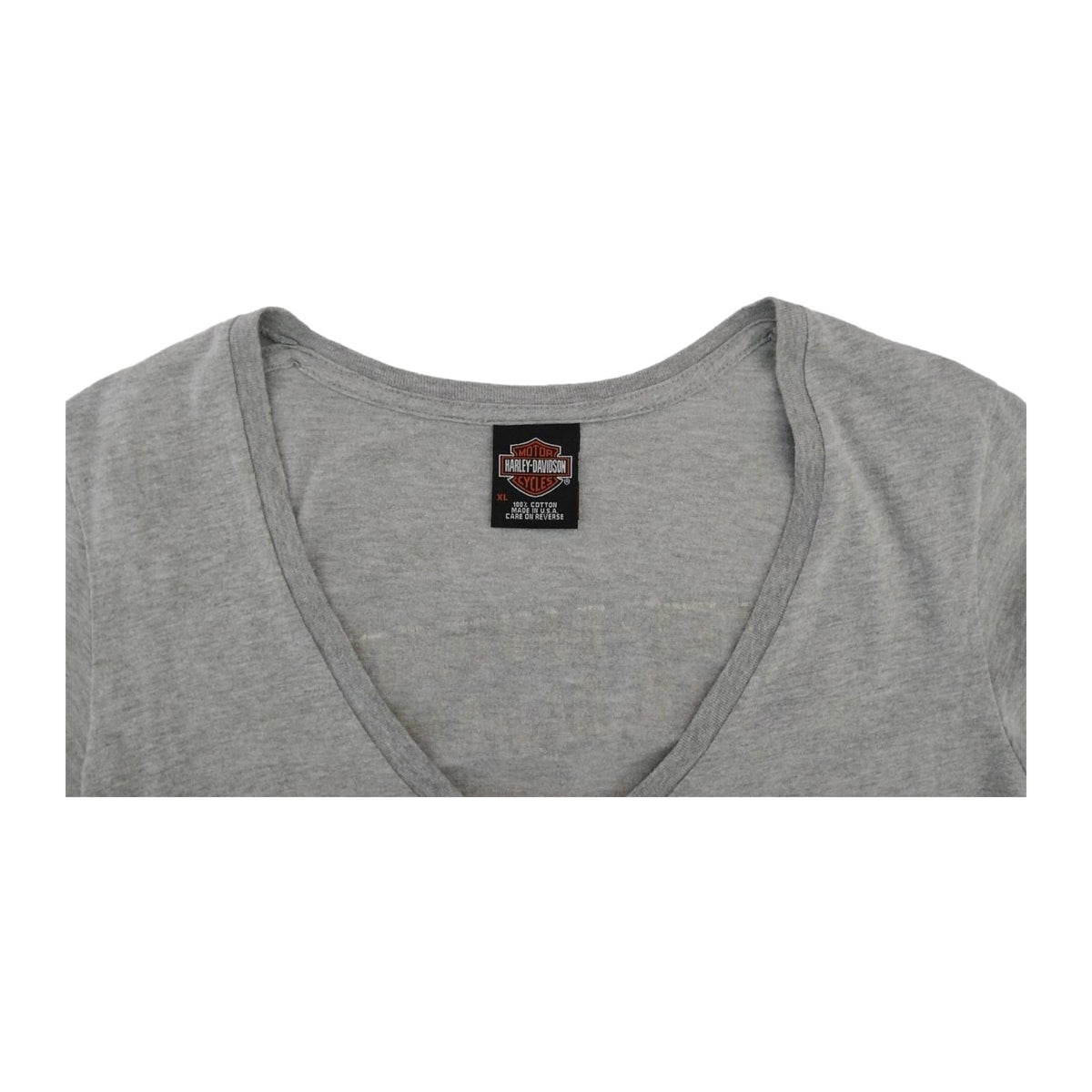 Vintage Harley Davidson Women's 03 Short Sleeve Deep V Neck T Shirt Grey XL