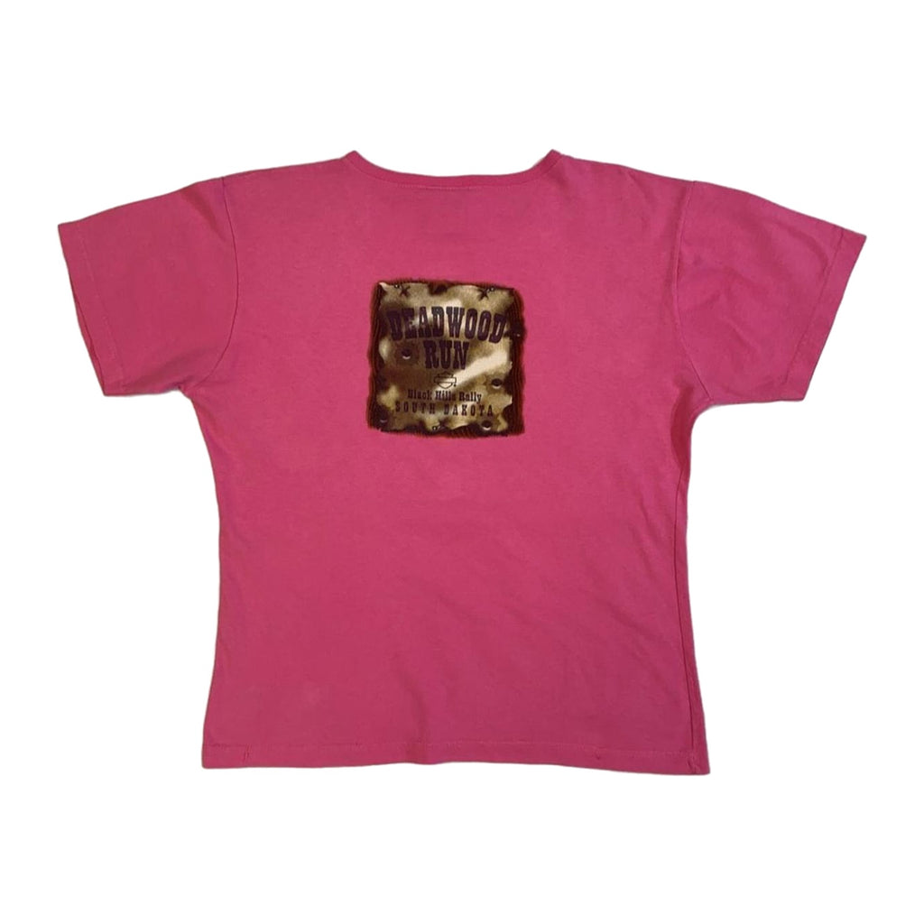 Vintage Harley Davidson Women's 62 Sturgis Rally Deadwood Run T Shirt Pink XL