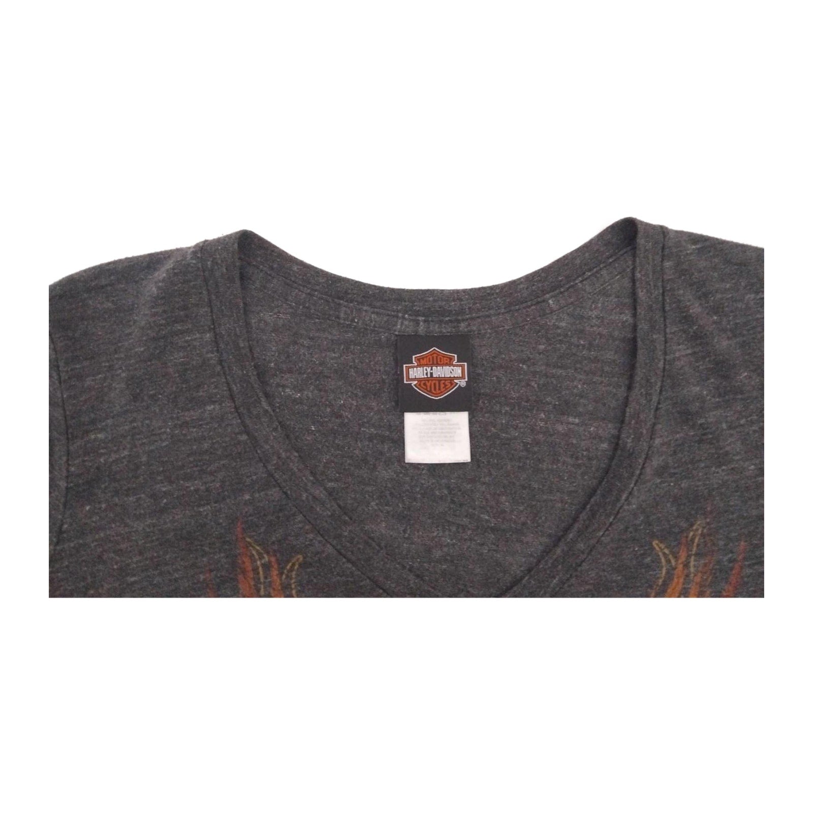 Harley Davidson Live to Ride Flame Graphic Short Sleeve V Neck T Shirt Grey XL