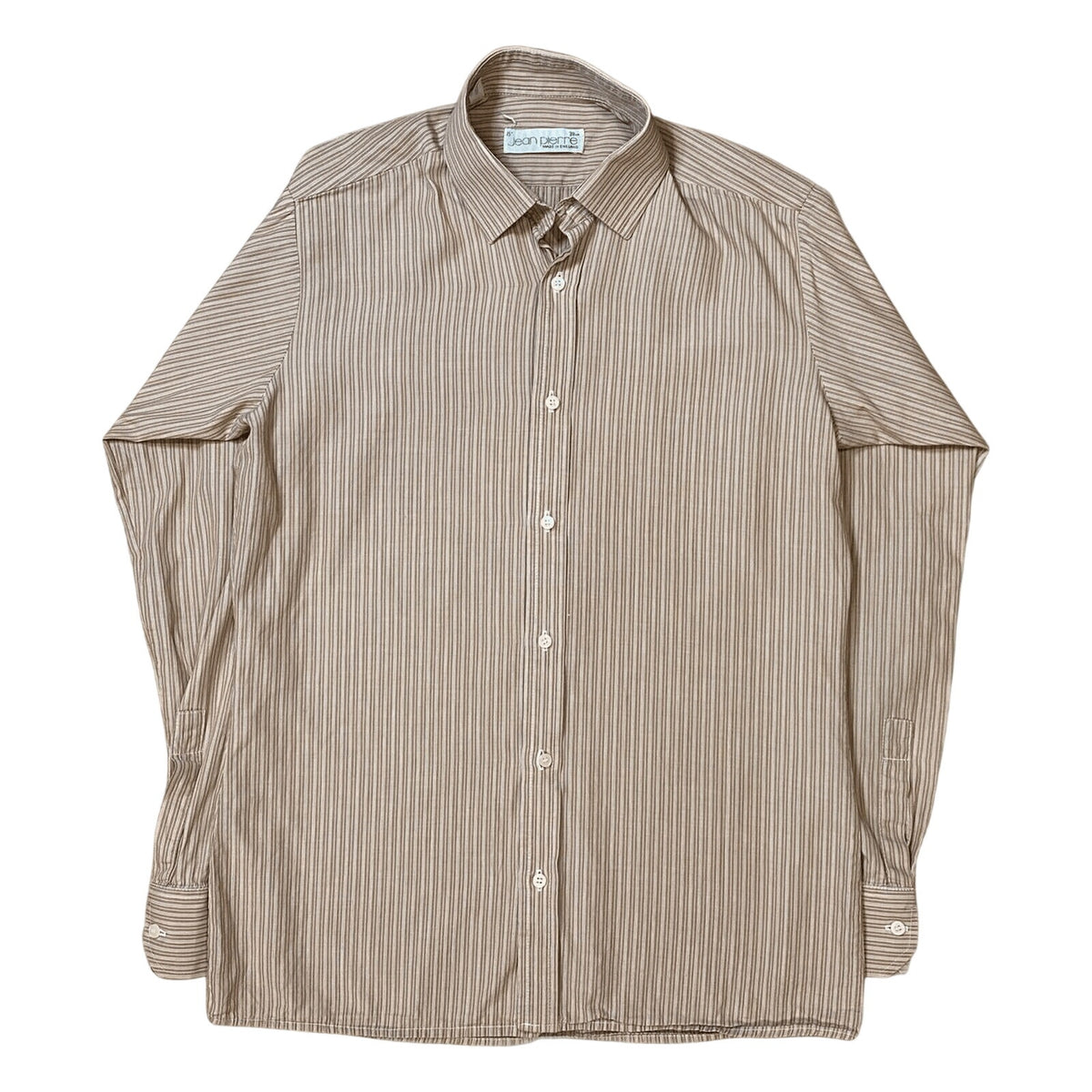 Jean Pierre Vintage Made in England Classic Striped Button Up Beige L