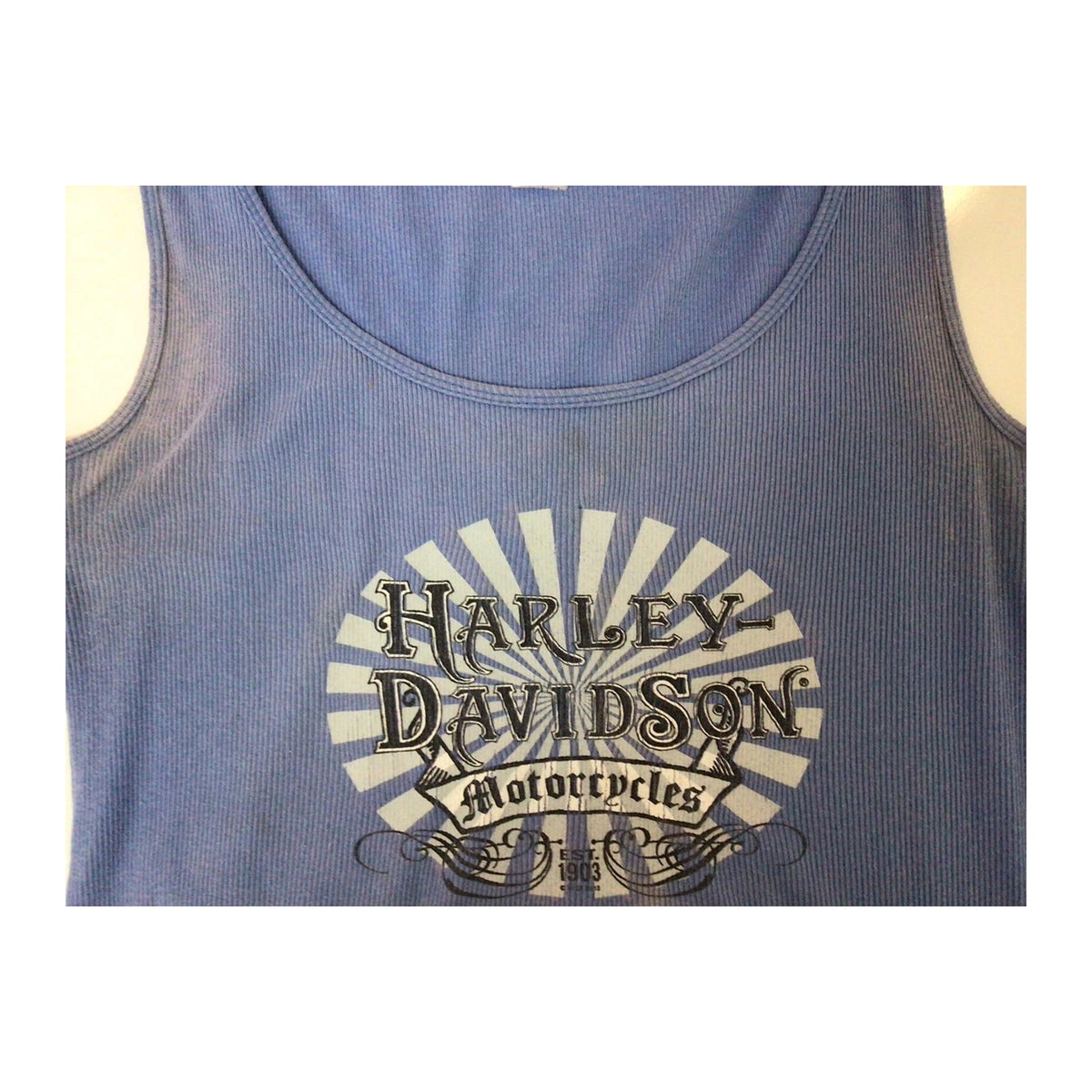 Harley Davidson Women's Ribbed Sleeveless Tank Top Blue S Made USA