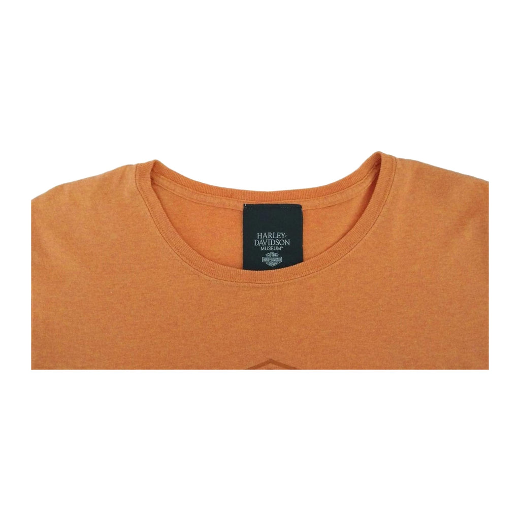 Vintage Harley Davidson Women's Museum Short Sleeve T Shirt Orange L
