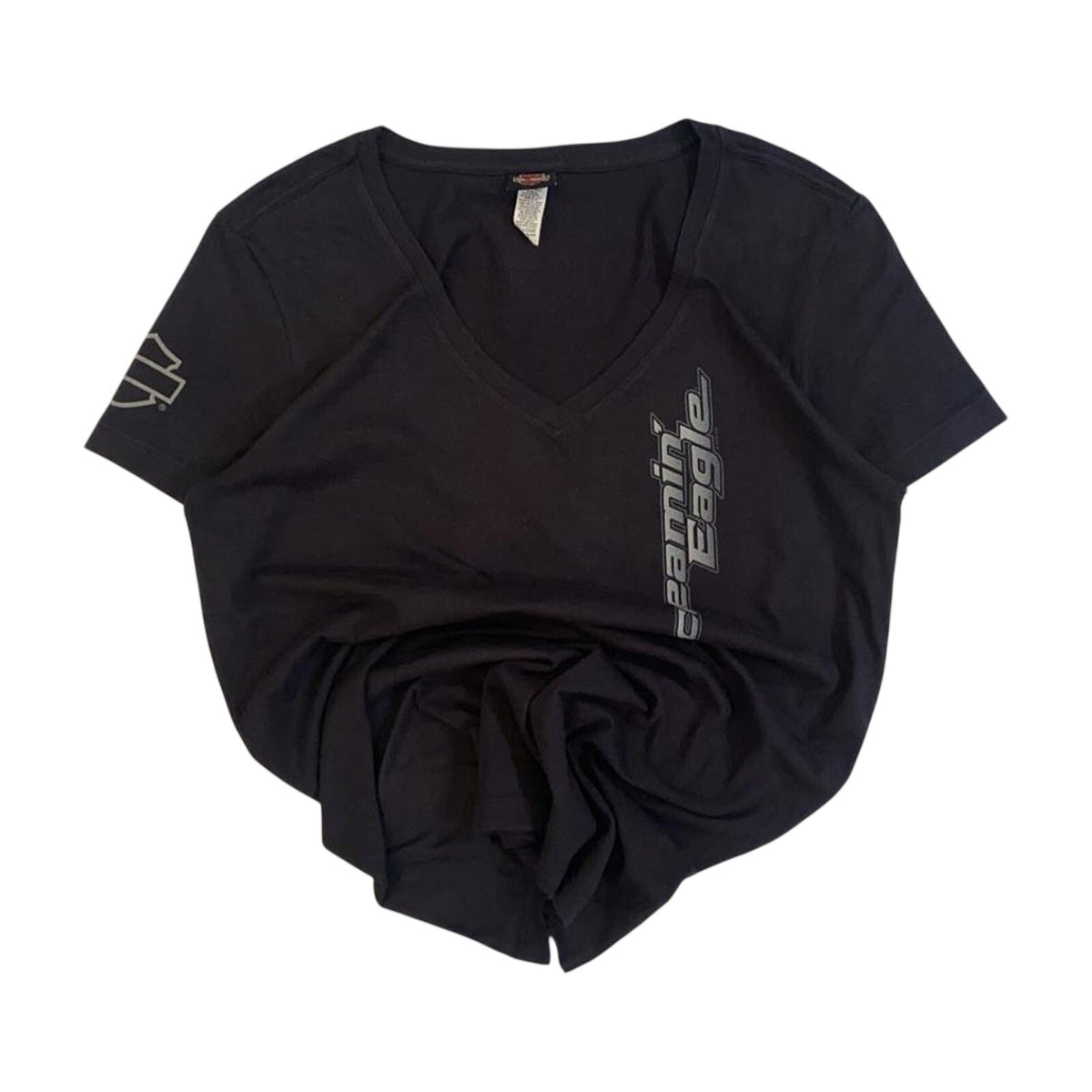 Vintage Harley Davidson Women's Screamin Eagle V Neck T Shirt Black M