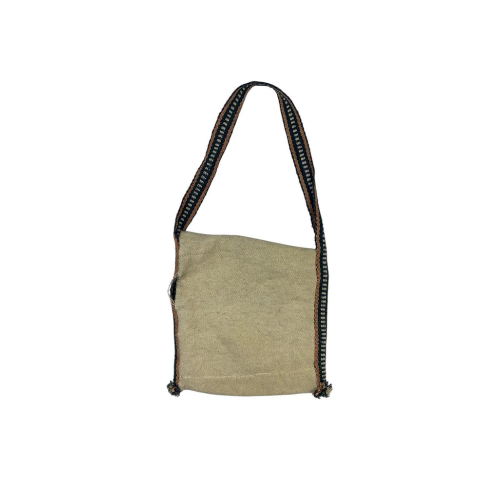 Japan Vintage Woven Wool with Knitted Accent Tote Bag Cream