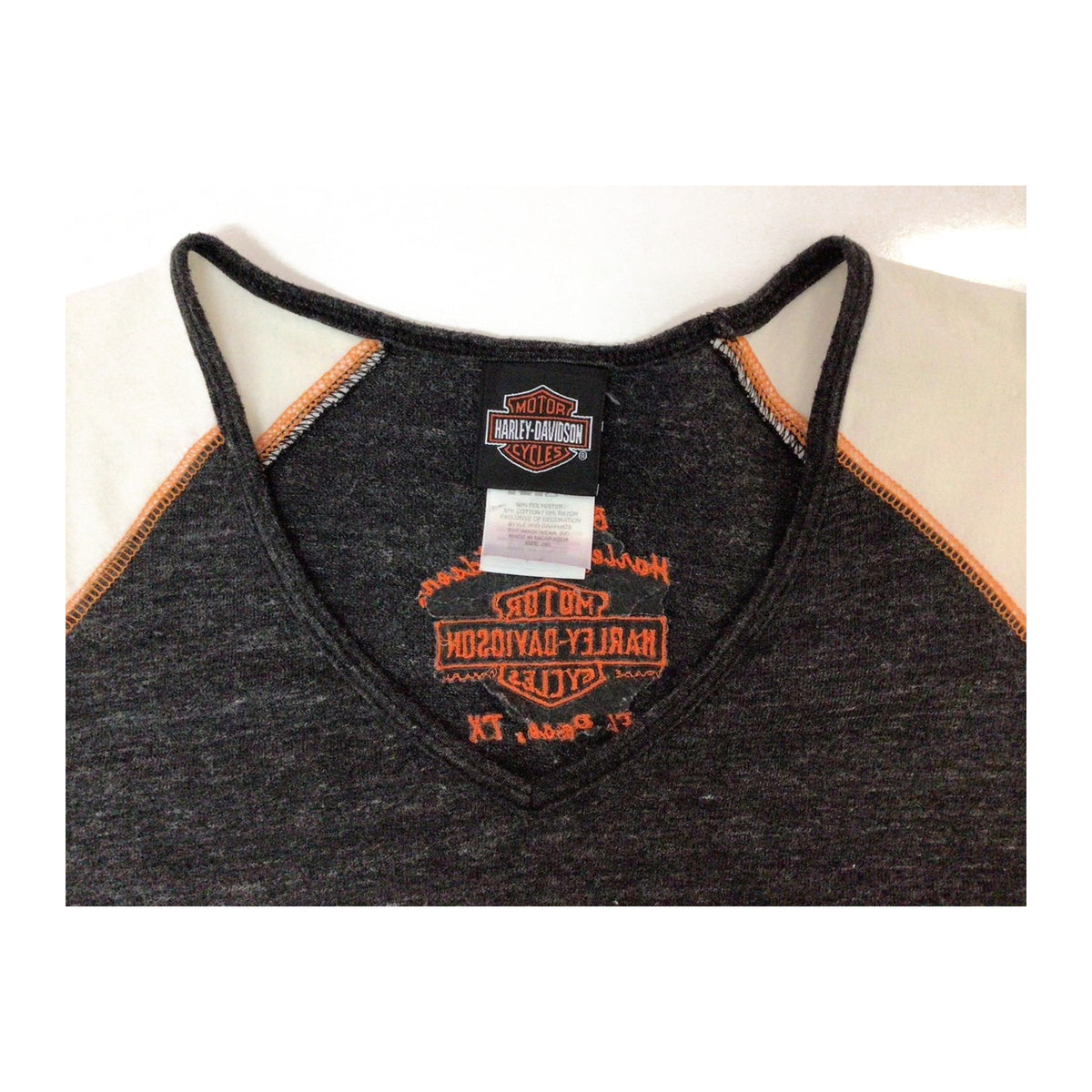 Vintage Harley Davidson Women's Embroidered Logo Long Sleeve T Shirt Grey 2XL