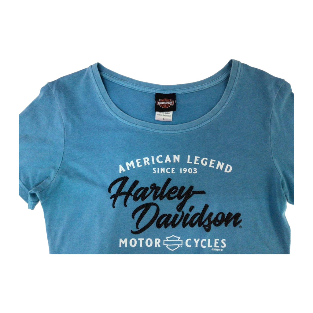 Harley Davidson American Legend Short Sleeve Women's T Shirt Blue L