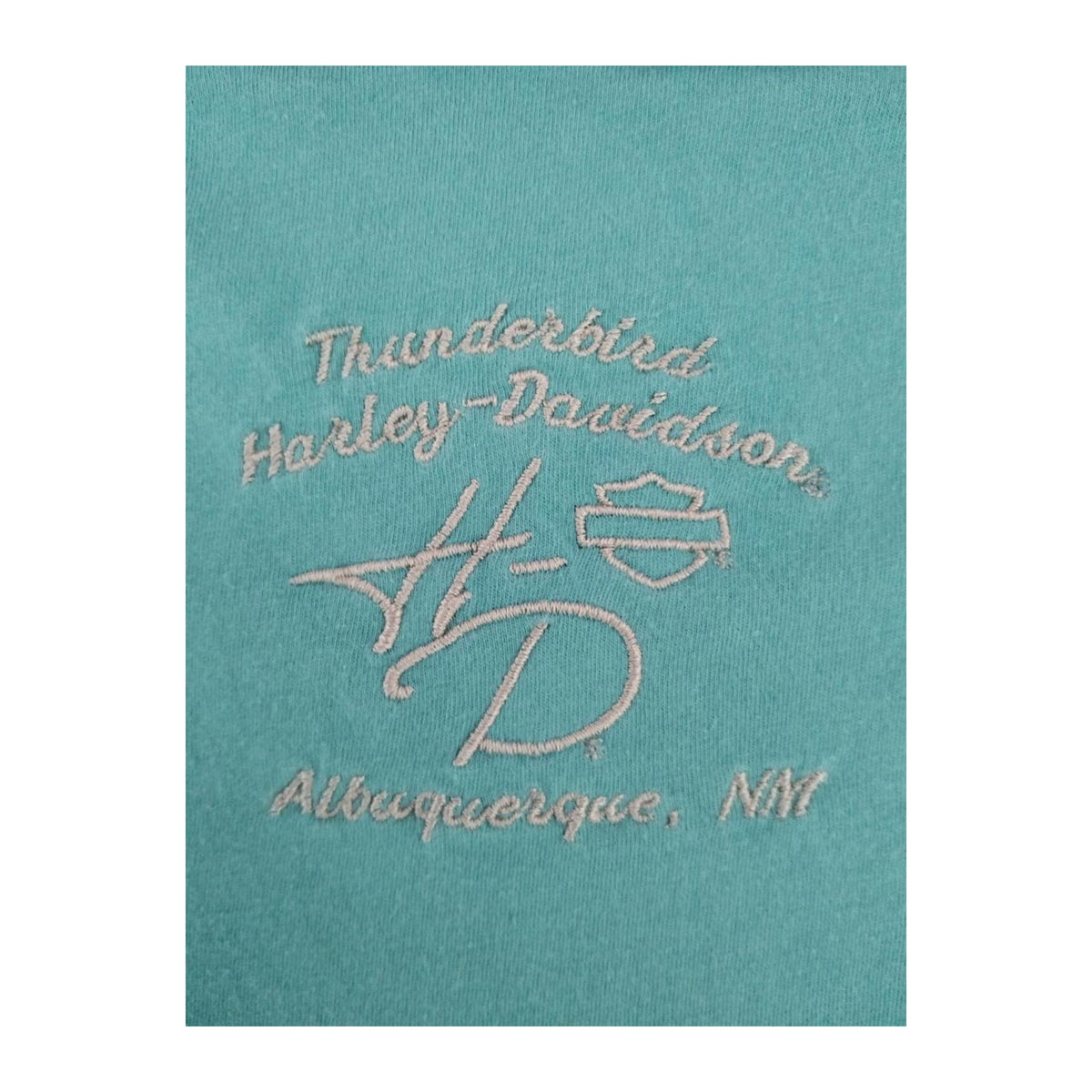 Harley Davidson Women's Bedazzled Logo Short Sleeve T Shirt Turquoise 2XL