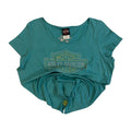 Harley Davidson Women's Bedazzled Logo Short Sleeve T Shirt Turquoise 2XL
