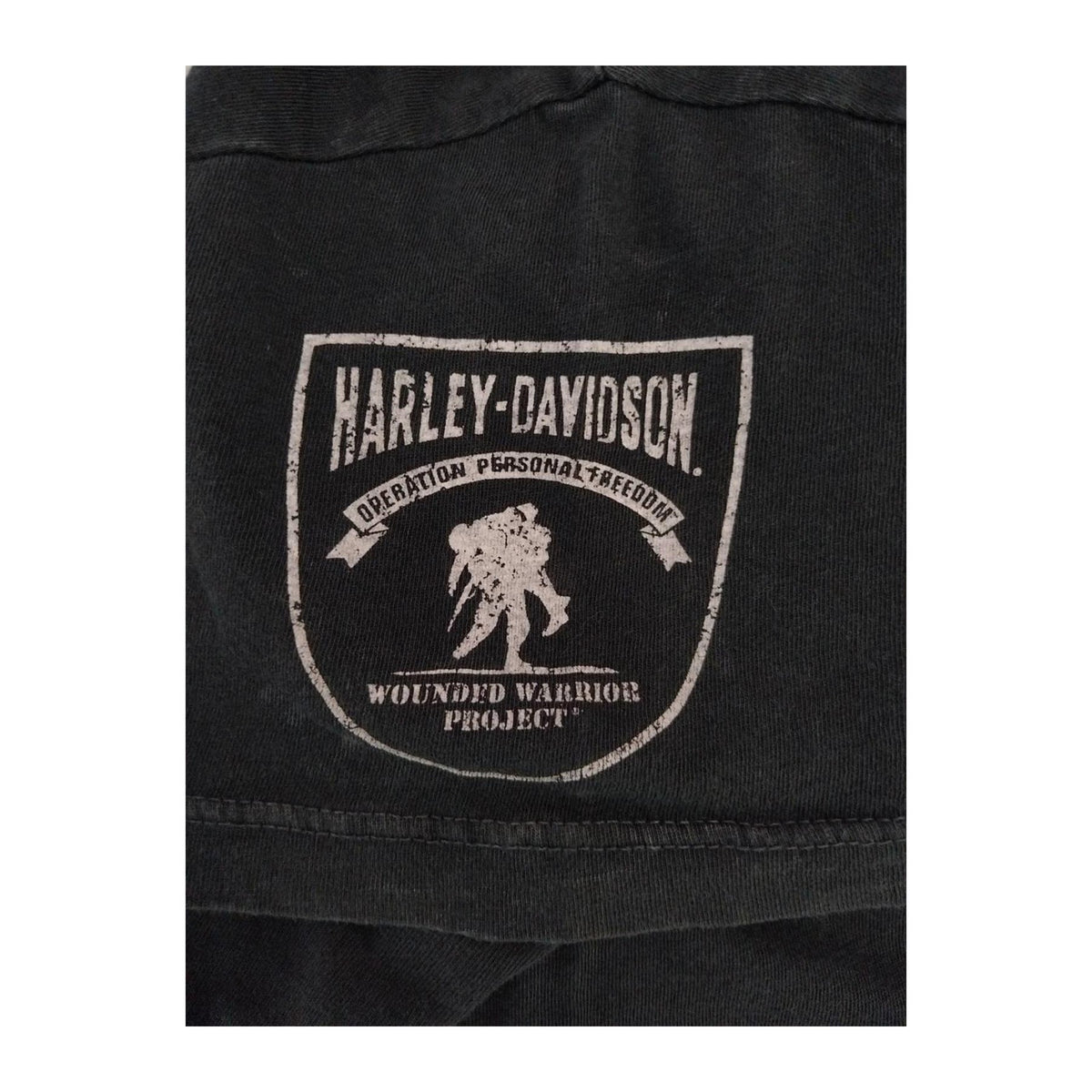 Vintage Harley Davidson Women's Wounded Warrior Short Sleeve T Shirt Black 2XL