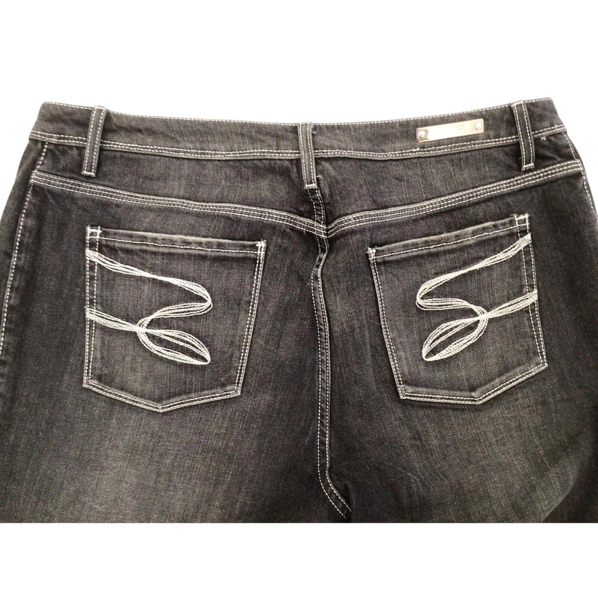SEVEN7 Women's Y2K Contrast Stitch Bootcut Denim Jeans Black US16