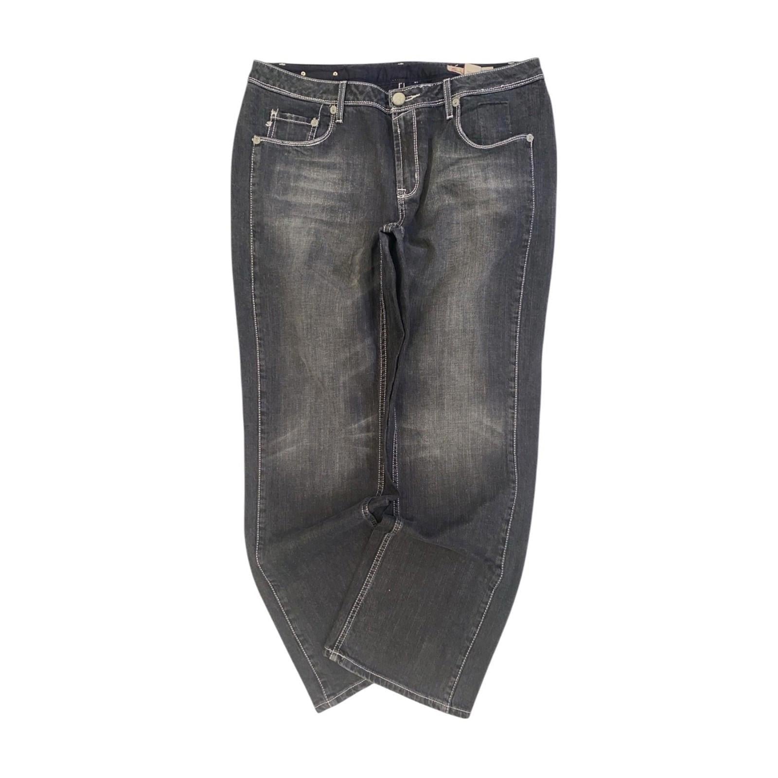 SEVEN7 Women's Y2K Contrast Stitch Bootcut Denim Jeans Black US16