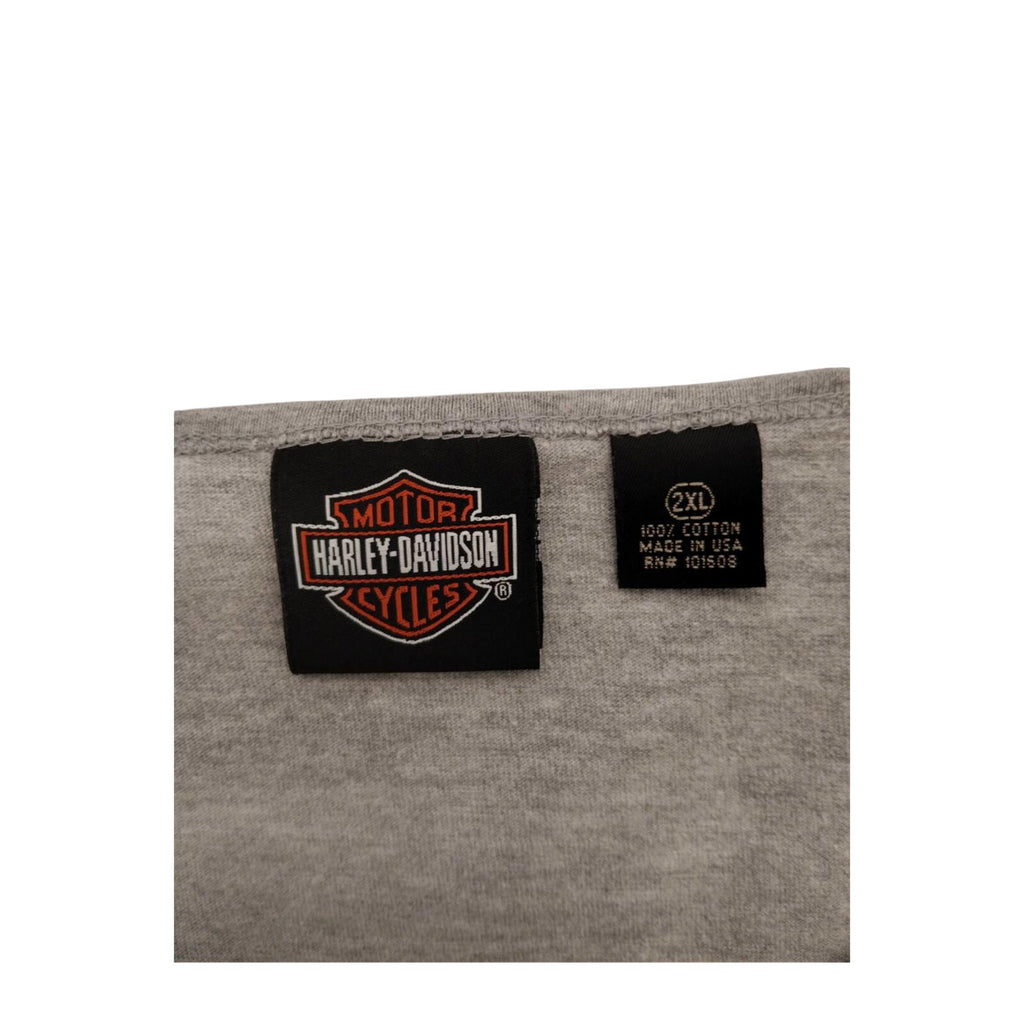 Harley Davidson Embroidered Logo Short Sleeve T Shirt Grey 2XL Made USA