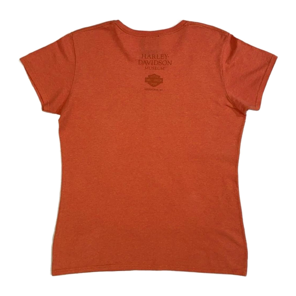 Vintage Harley Davidson Women's Museum Short Sleeve T Shirt Orange L