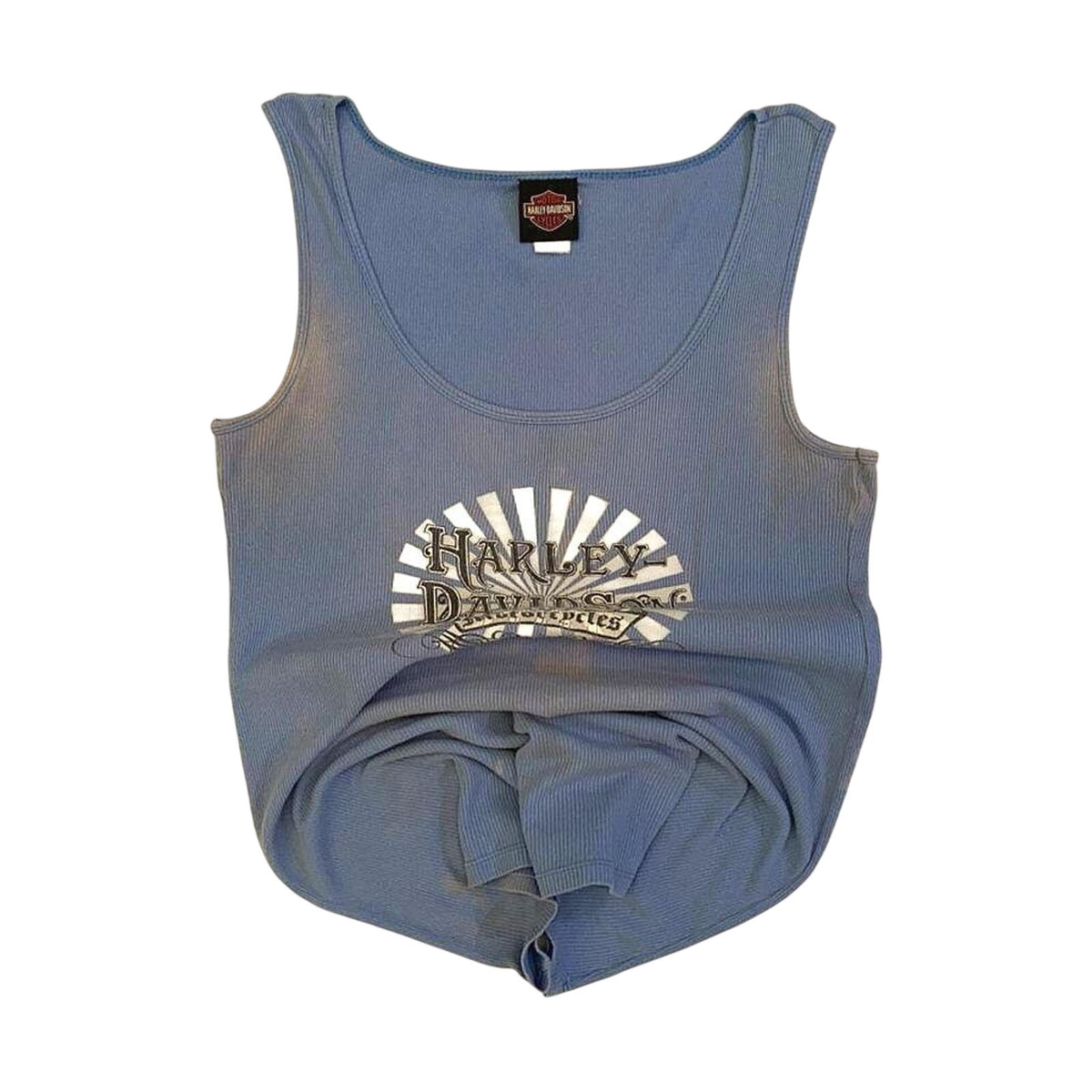 Harley Davidson Women's Ribbed Sleeveless Tank Top Blue S Made USA