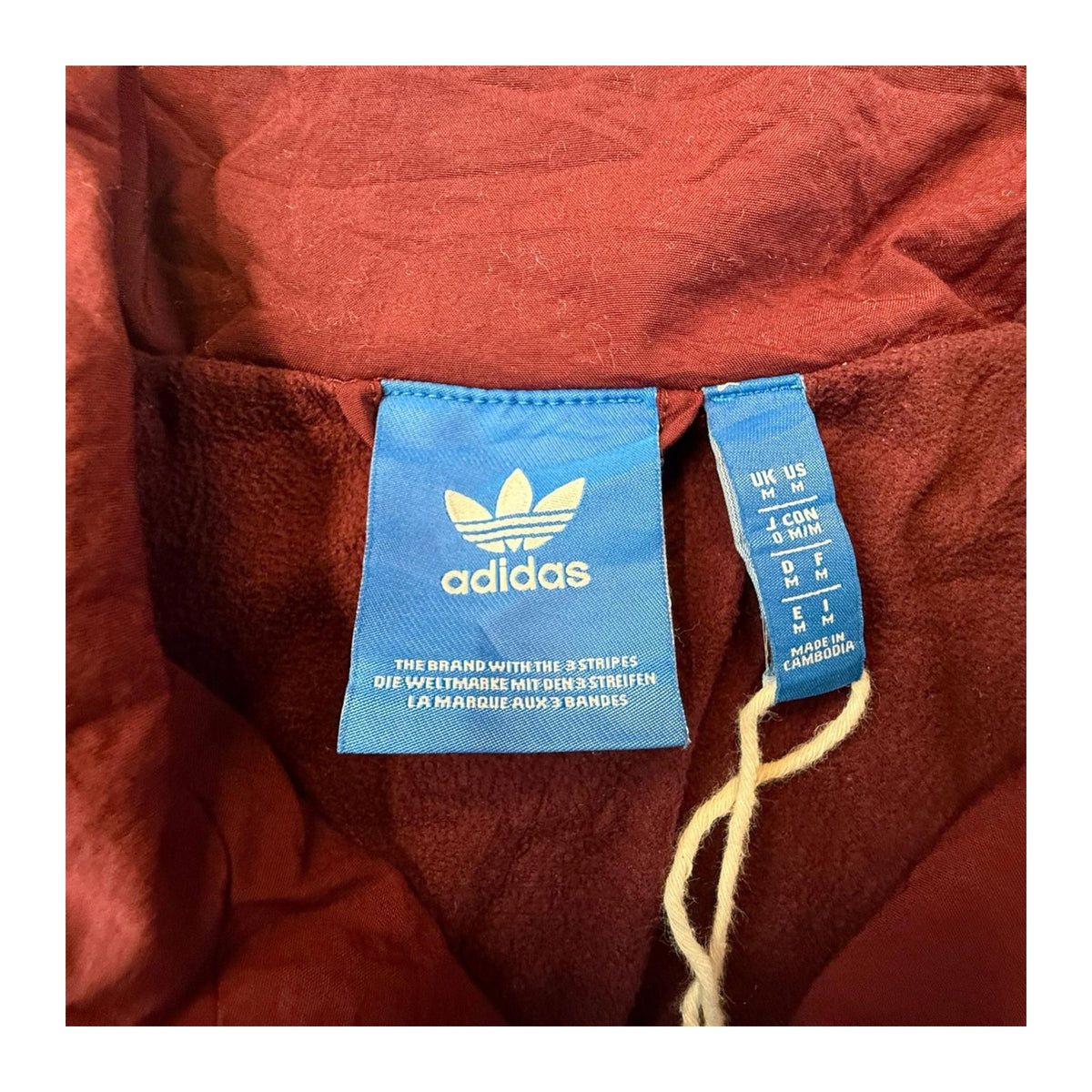 Adidas Originals Trefoil Double Layer Fleece Lined Jacket Burgundy M