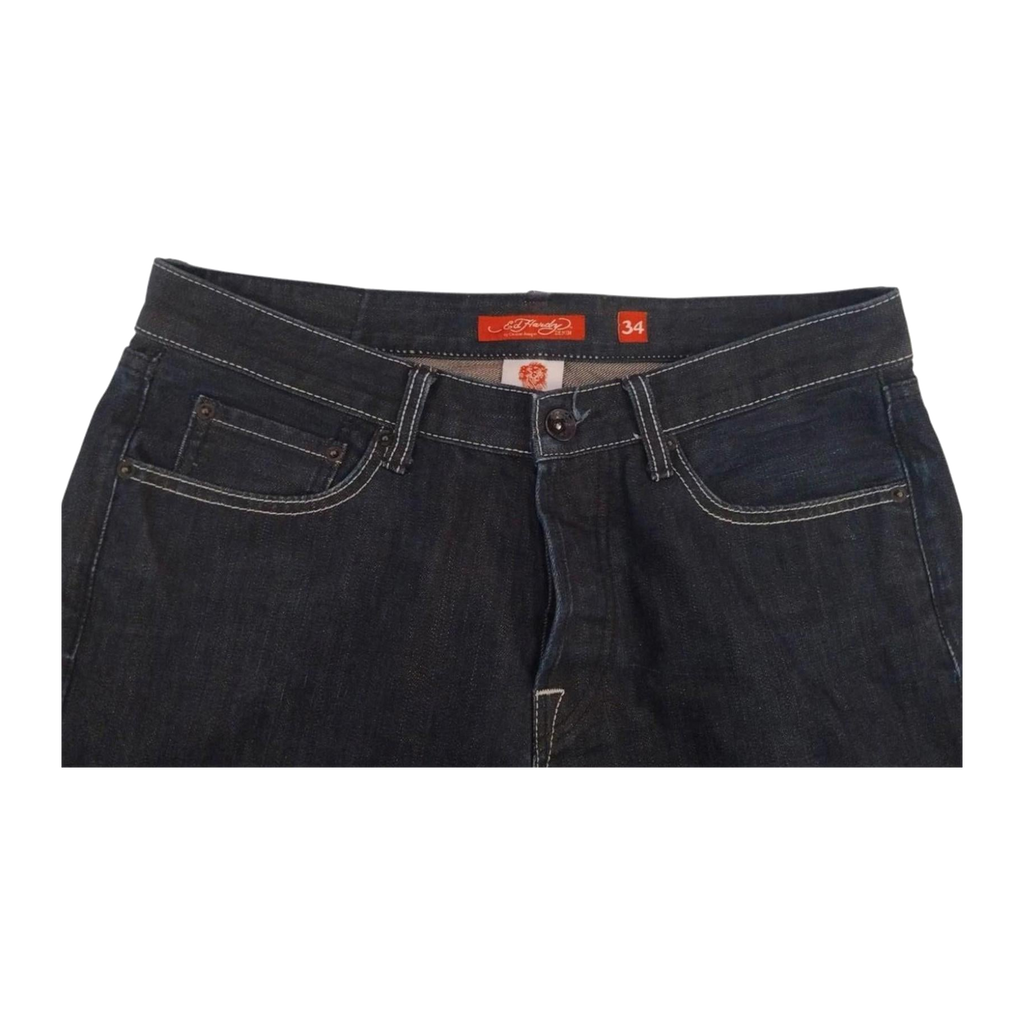 1029 Ed Hardy Y2K Relaxed Fit Denim Jeans Dark Blue W34 L34