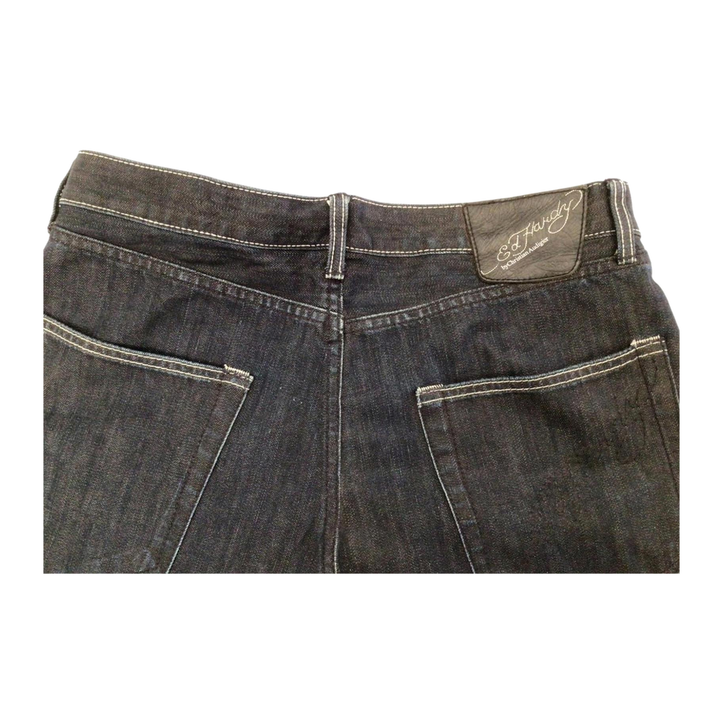 1029 Ed Hardy Y2K Relaxed Fit Denim Jeans Dark Blue W34 L34
