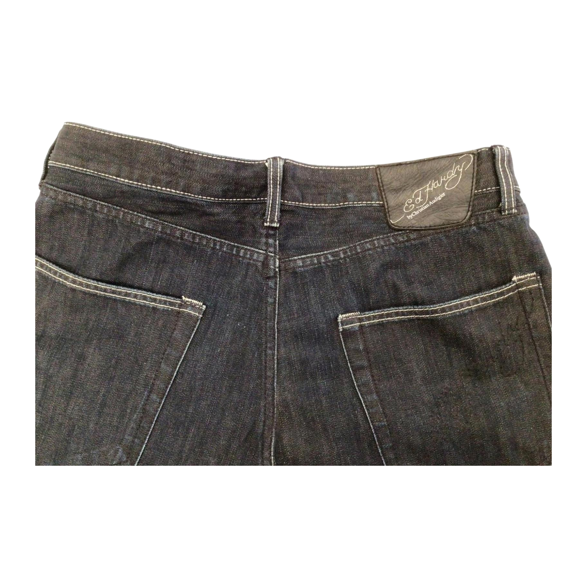 1029 Ed Hardy Y2K Relaxed Fit Denim Jeans Dark Blue W34 L34