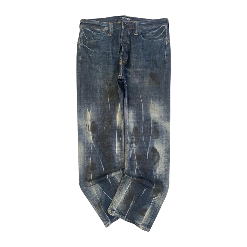 1026 ED HARDY Y2K Distressed Wash Denim Jeans W34 L32