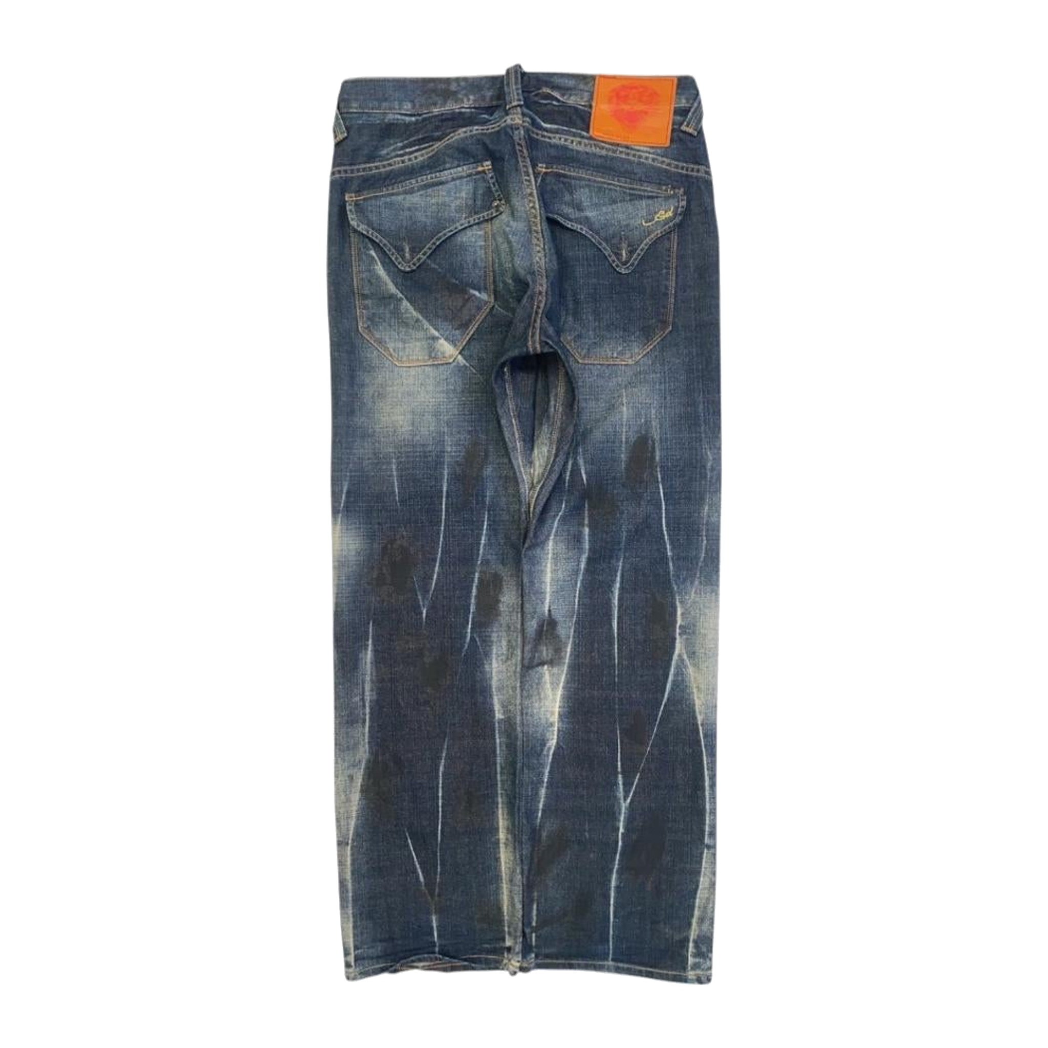 1026 ED HARDY Y2K Distressed Wash Denim Jeans W34 L32