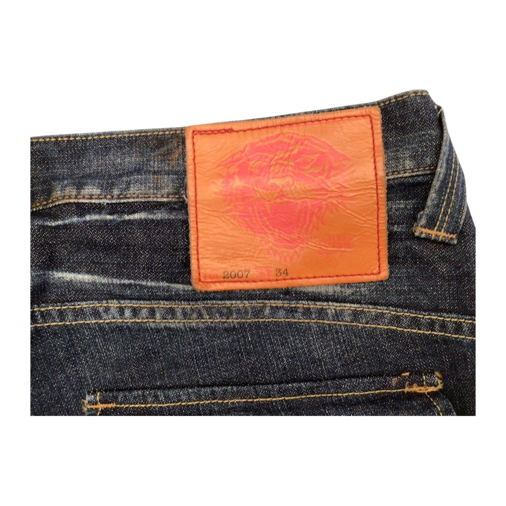 1026 ED HARDY Y2K Distressed Wash Denim Jeans W34 L32