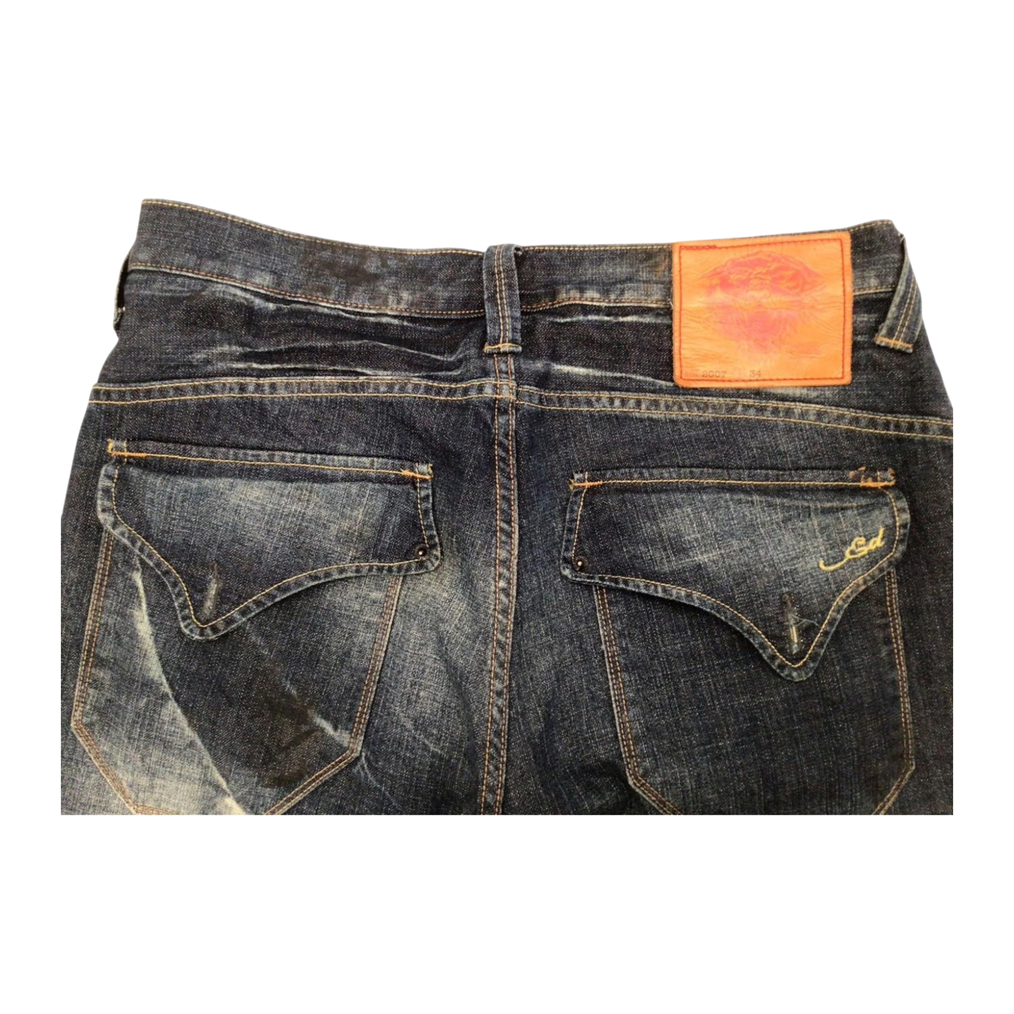 1026 ED HARDY Y2K Distressed Wash Denim Jeans W34 L32