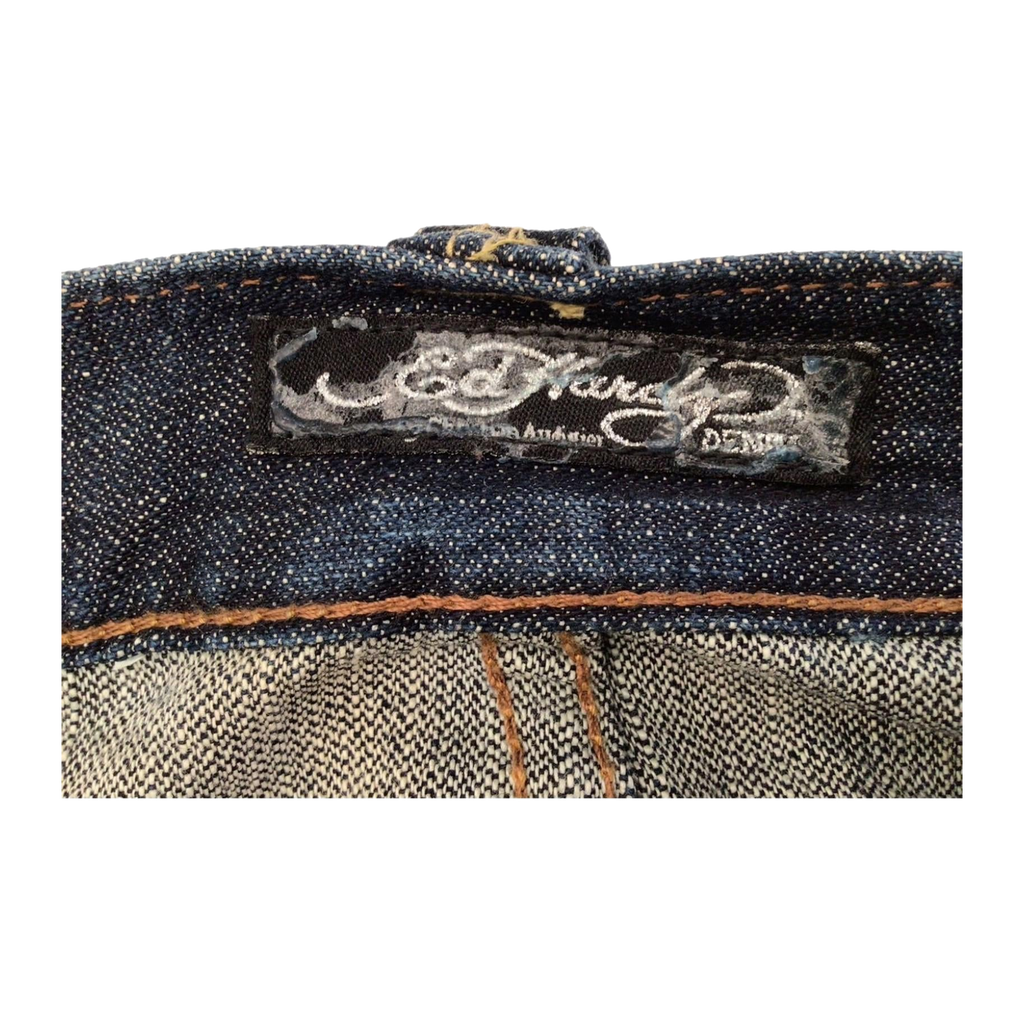 1026 ED HARDY Y2K Distressed Wash Denim Jeans W34 L32