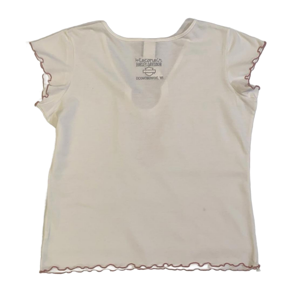 1595 Harley Davidson Eagle Graphic Baby Doll T Shirt White XL