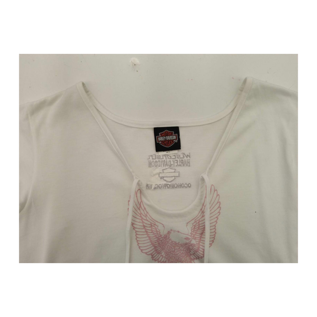 1595 Harley Davidson Eagle Graphic Baby Doll T Shirt White XL