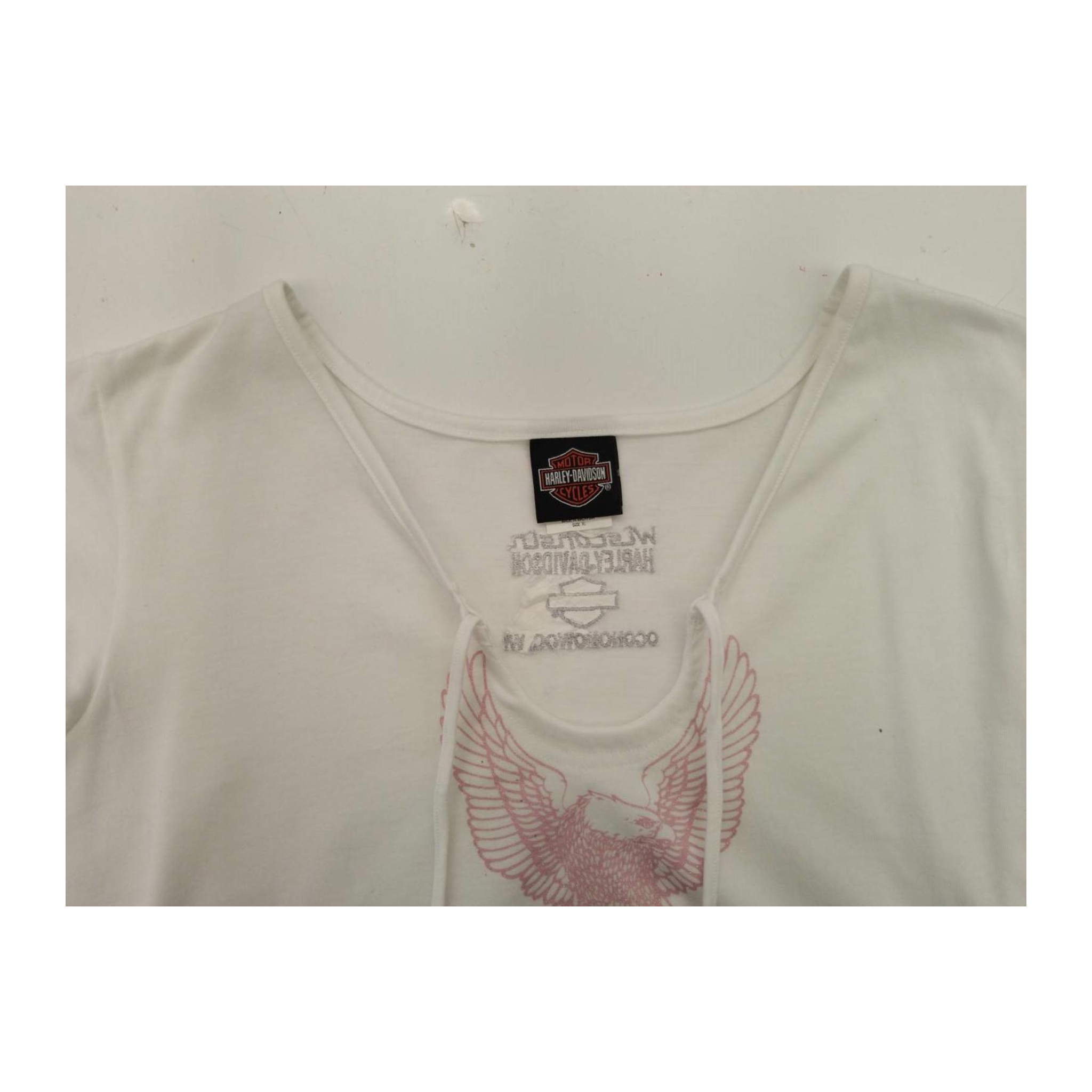 1595 Harley Davidson Eagle Graphic Baby Doll T Shirt White XL