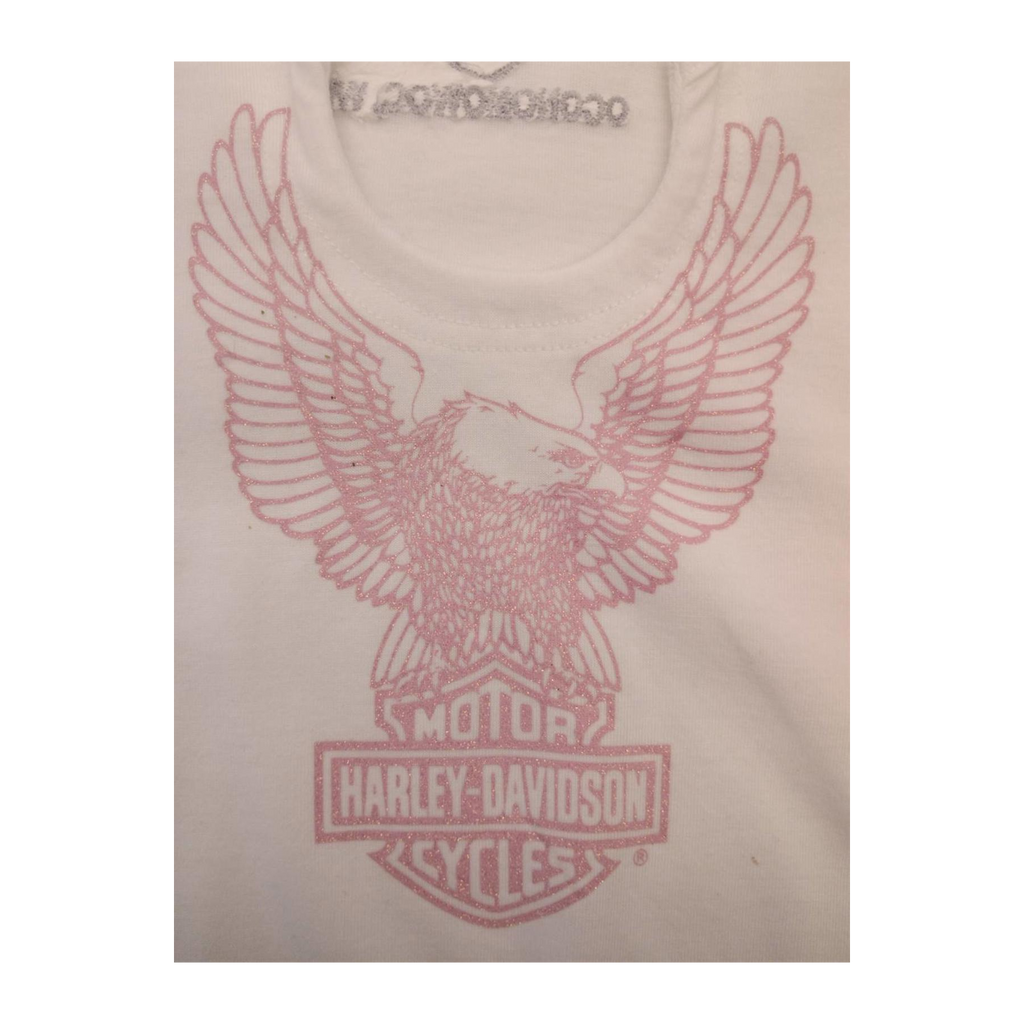 1595 Harley Davidson Eagle Graphic Baby Doll T Shirt White XL