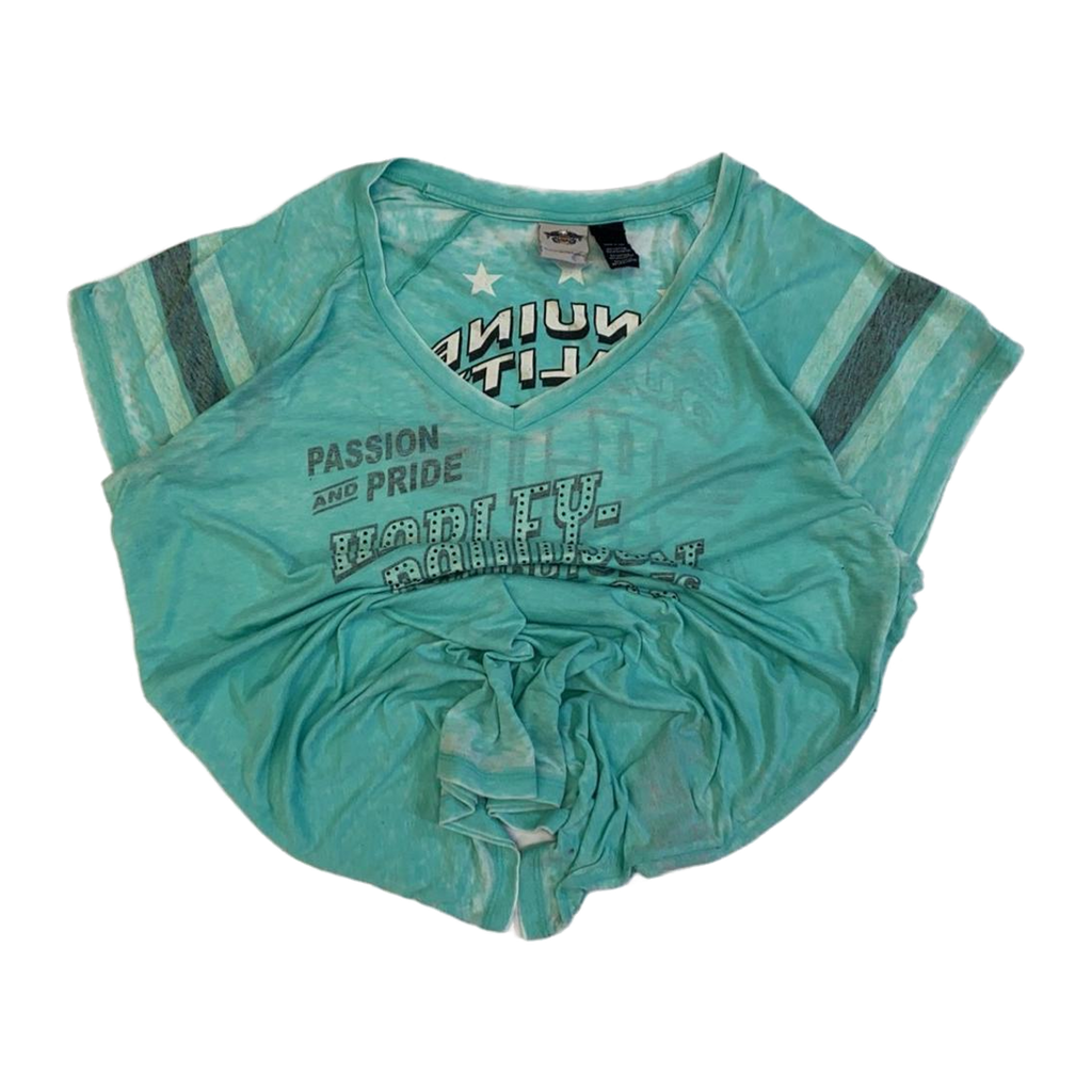 1599 Harley Davidson Passion and Pride Women's Short Sleeve T Shirt Turquoise 2XL