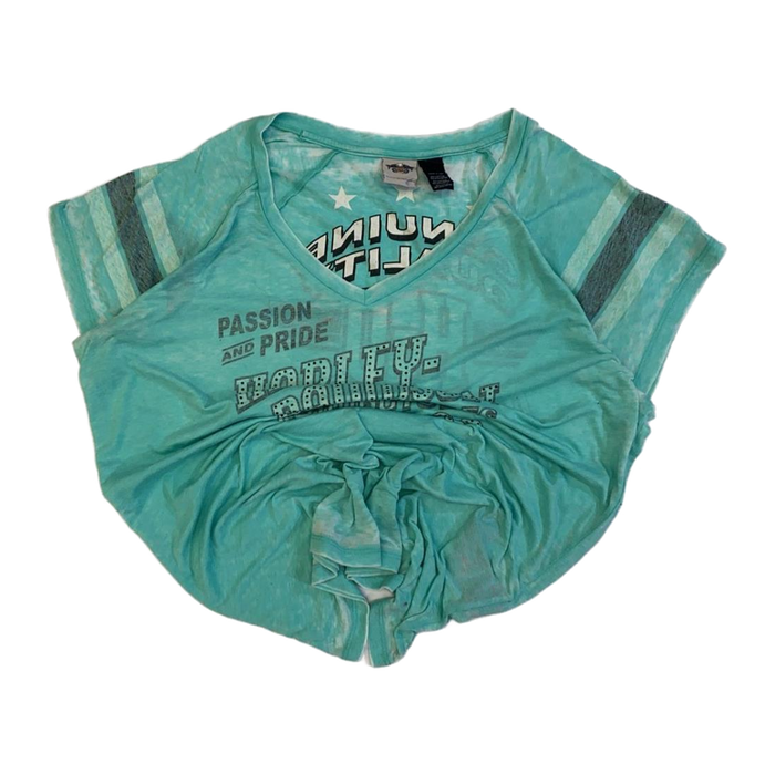 Harley Davidson Passion and Pride Women's Short Sleeve T Shirt Turquoise 2XL