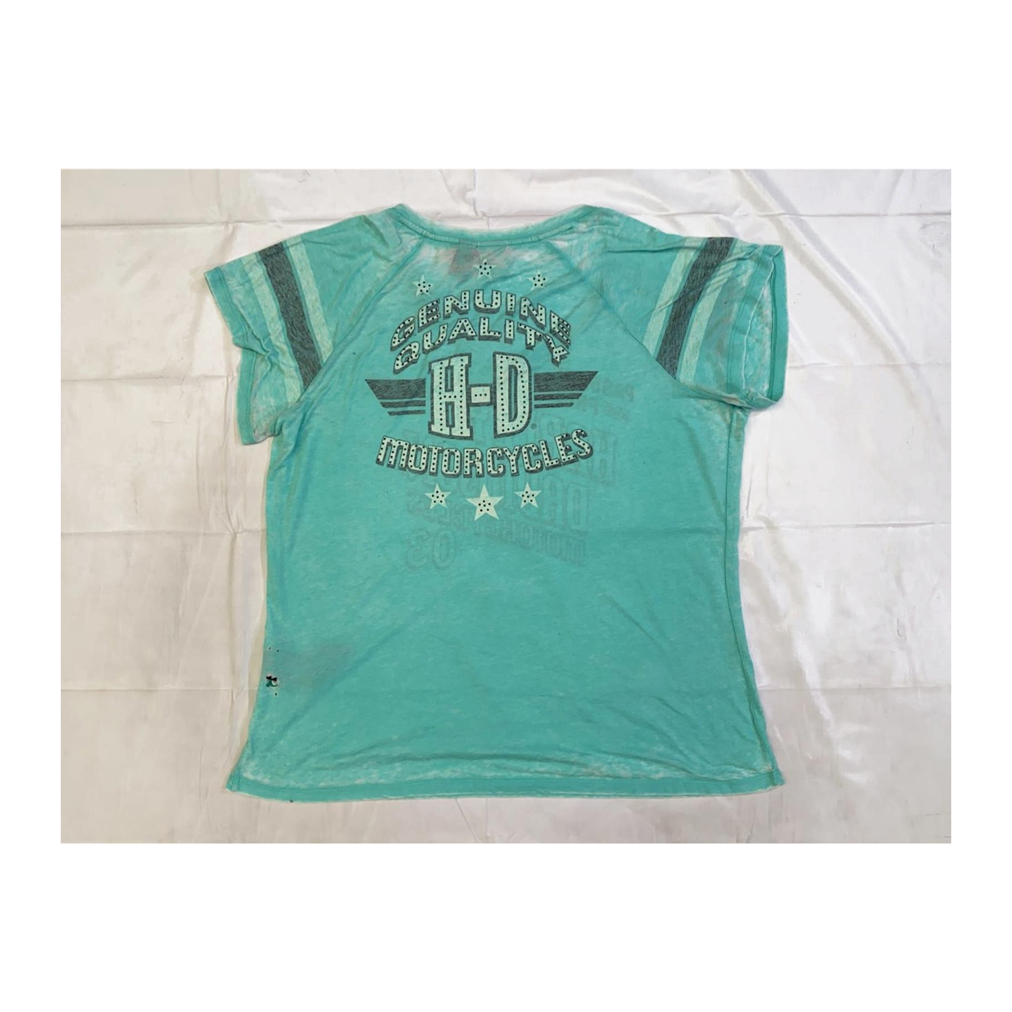 1599 Harley Davidson Passion and Pride Women's Short Sleeve T Shirt Turquoise 2XL