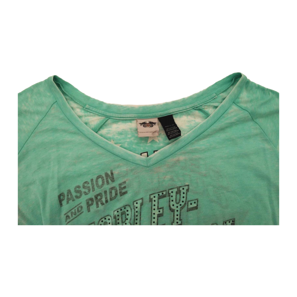1599 Harley Davidson Passion and Pride Women's Short Sleeve T Shirt Turquoise 2XL
