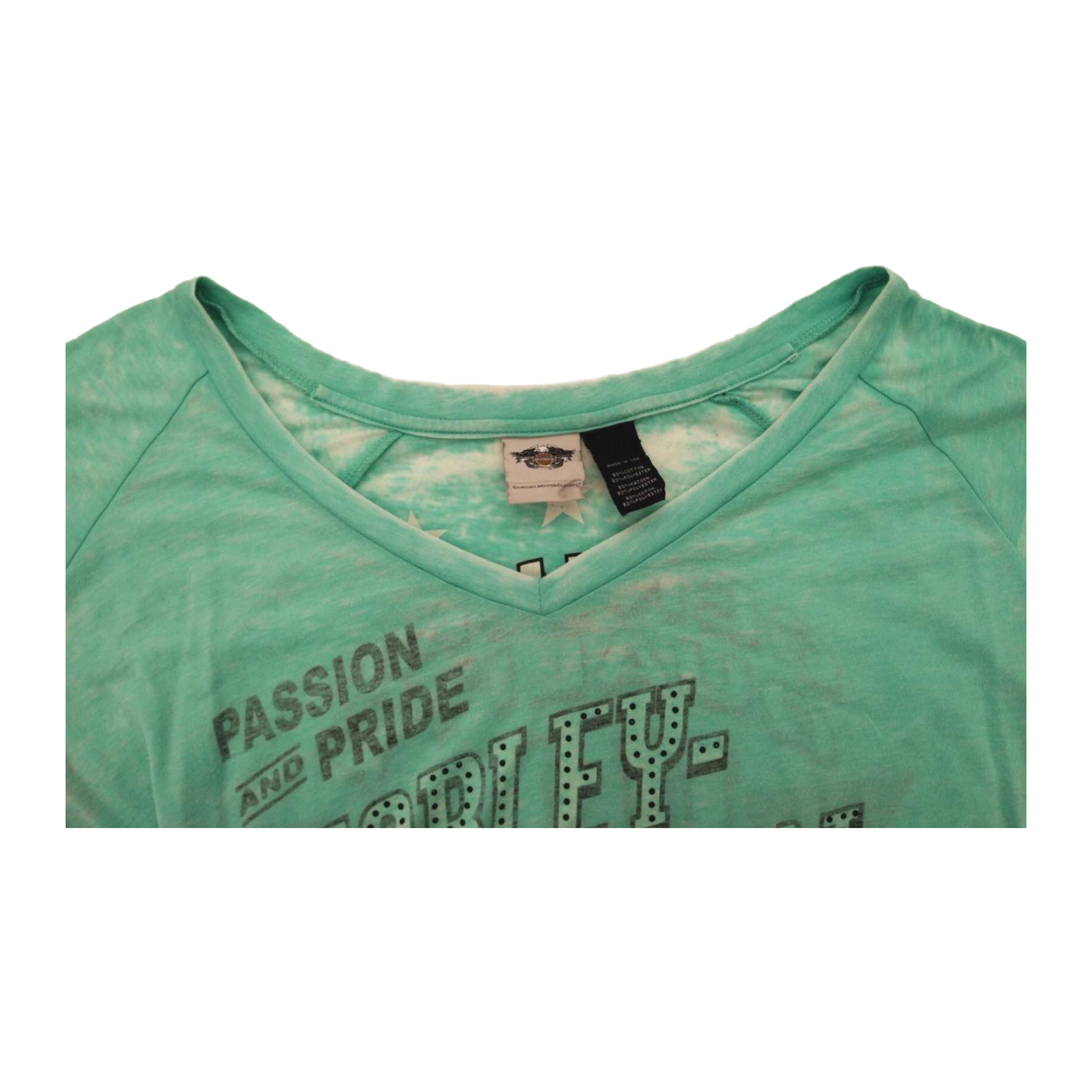 1599 Harley Davidson Passion and Pride Women's Short Sleeve T Shirt Turquoise 2XL