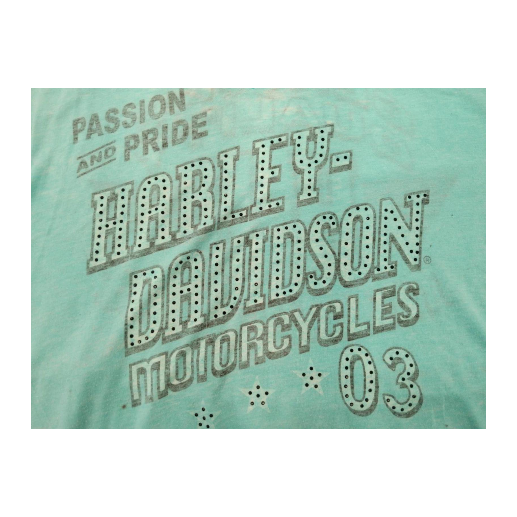 1599 Harley Davidson Passion and Pride Women's Short Sleeve T Shirt Turquoise 2XL