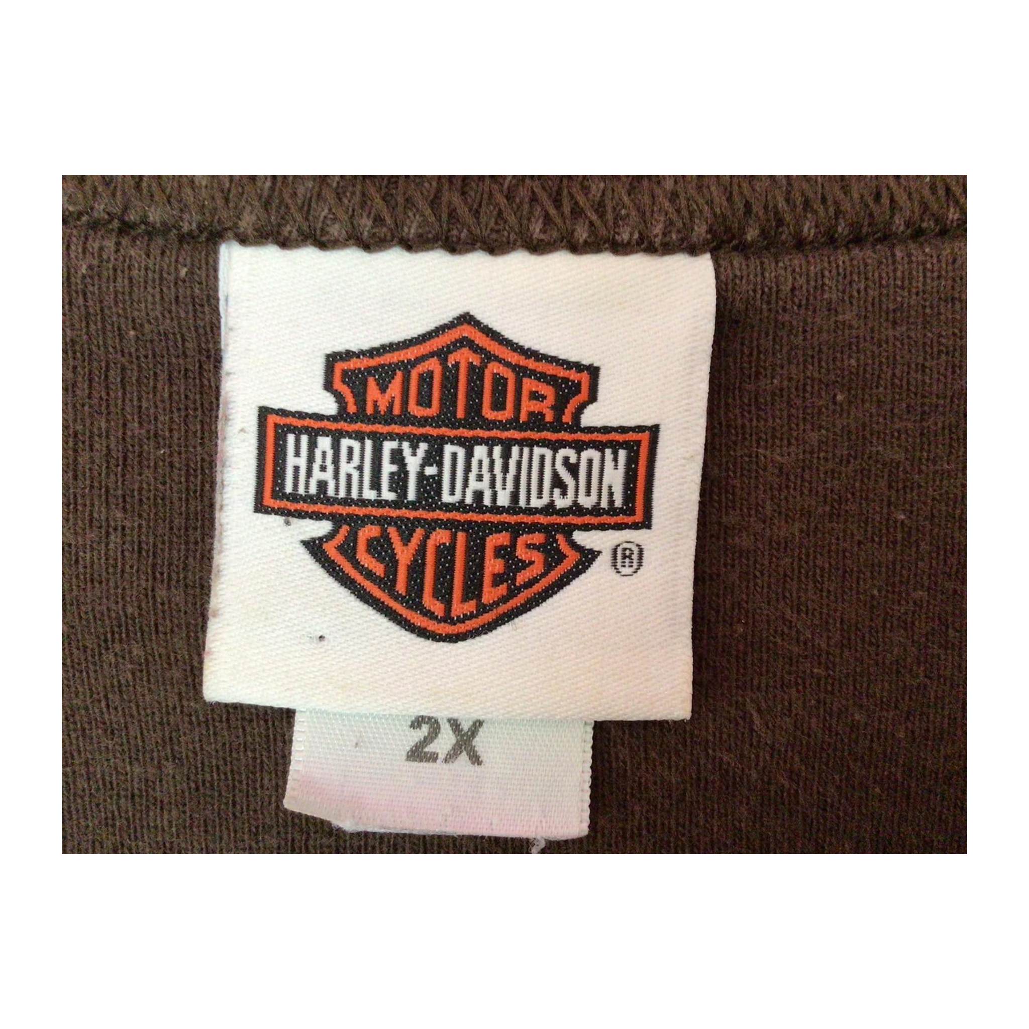 1700 Harley Davidson Logo Short Sleeve T Shirt Brown 2XL