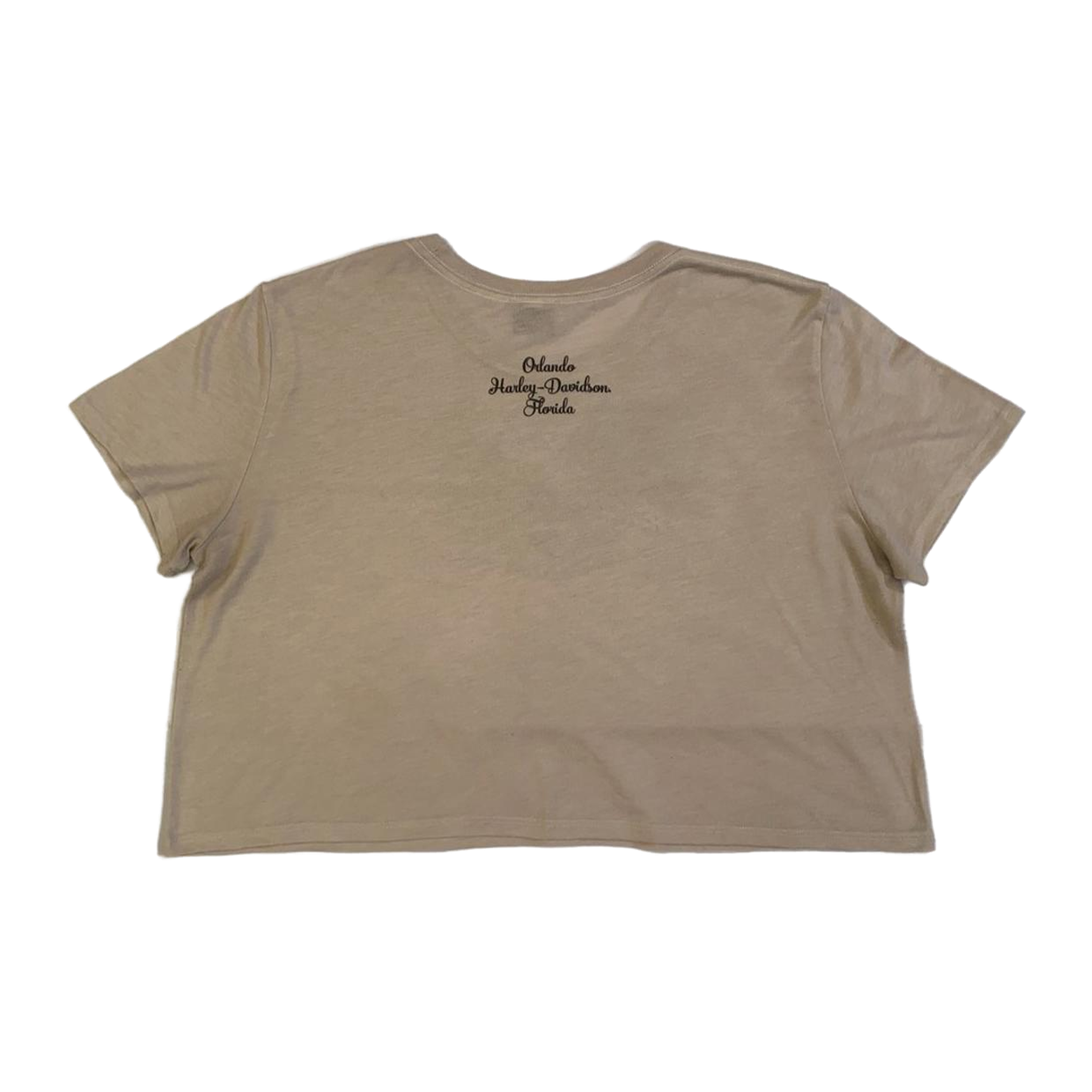 1593 Harley Davidson American Flag Short Sleeve T Shirt Beige 2XL